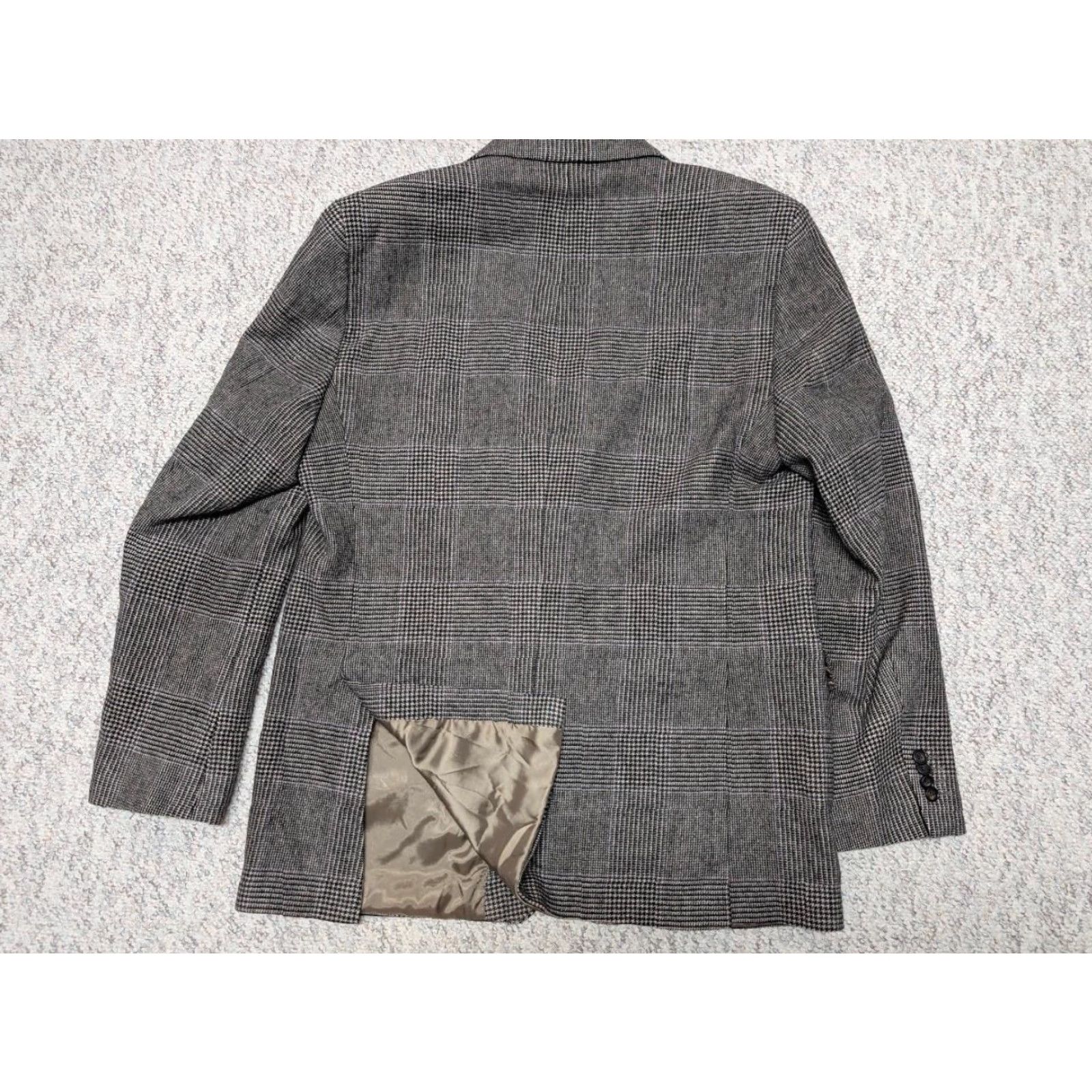 Ralph Lauren Ralph Lauren blazer Blazer Regular 44L Gray PLAID Houndstooth wool Flannel Men Long Notch 2-Button Front Jacket 44 in Chest" Size 44R - 2 Thumbnail