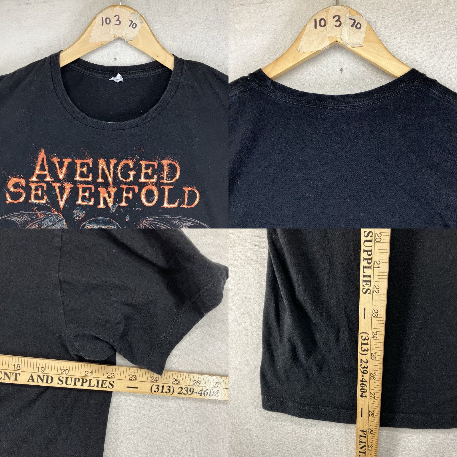 Vintage Avenge Sevenfold T Shirt Mens Large Black All Cotton Spaceship Graphic Size US L / EU 52-54 / 3 - 8 Thumbnail
