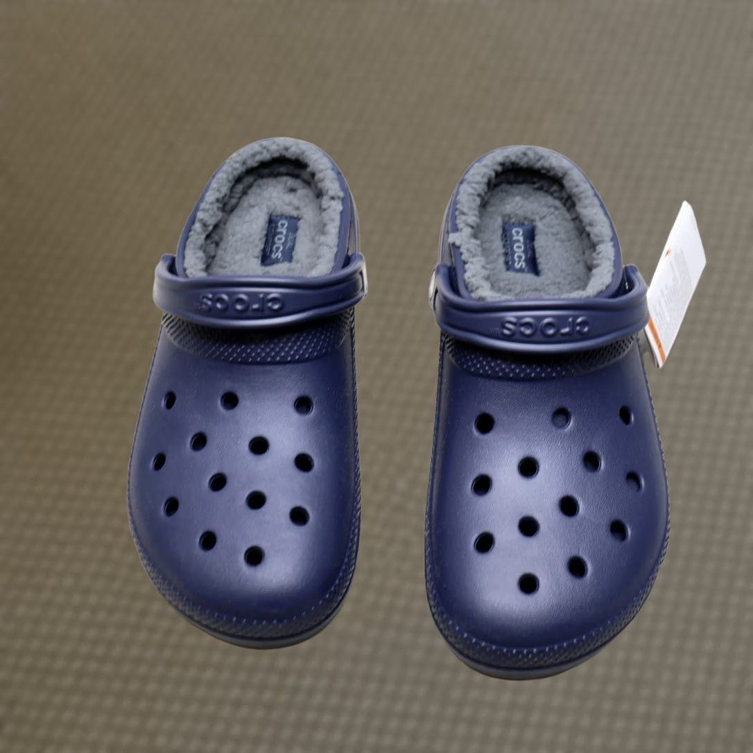 Men’s Insulated Slip-On Shoes Blue Fleece Lined EU 46 Comfort Casual Crocs Clog Blue Classic Lined Fleece Comfort Slip On Indoor  main image 4