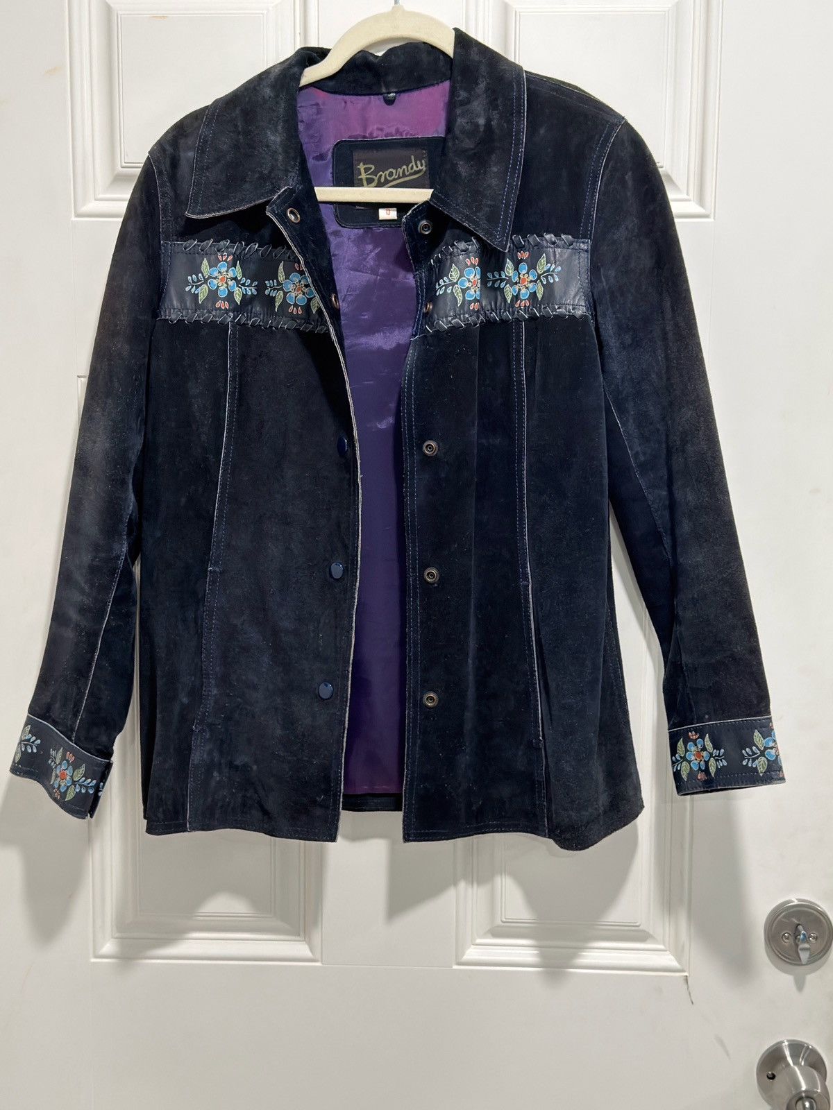 Other Vintage Embroidered Suede Leather Jacket Size L / US 10 / IT 46 - 1 Thumbnail