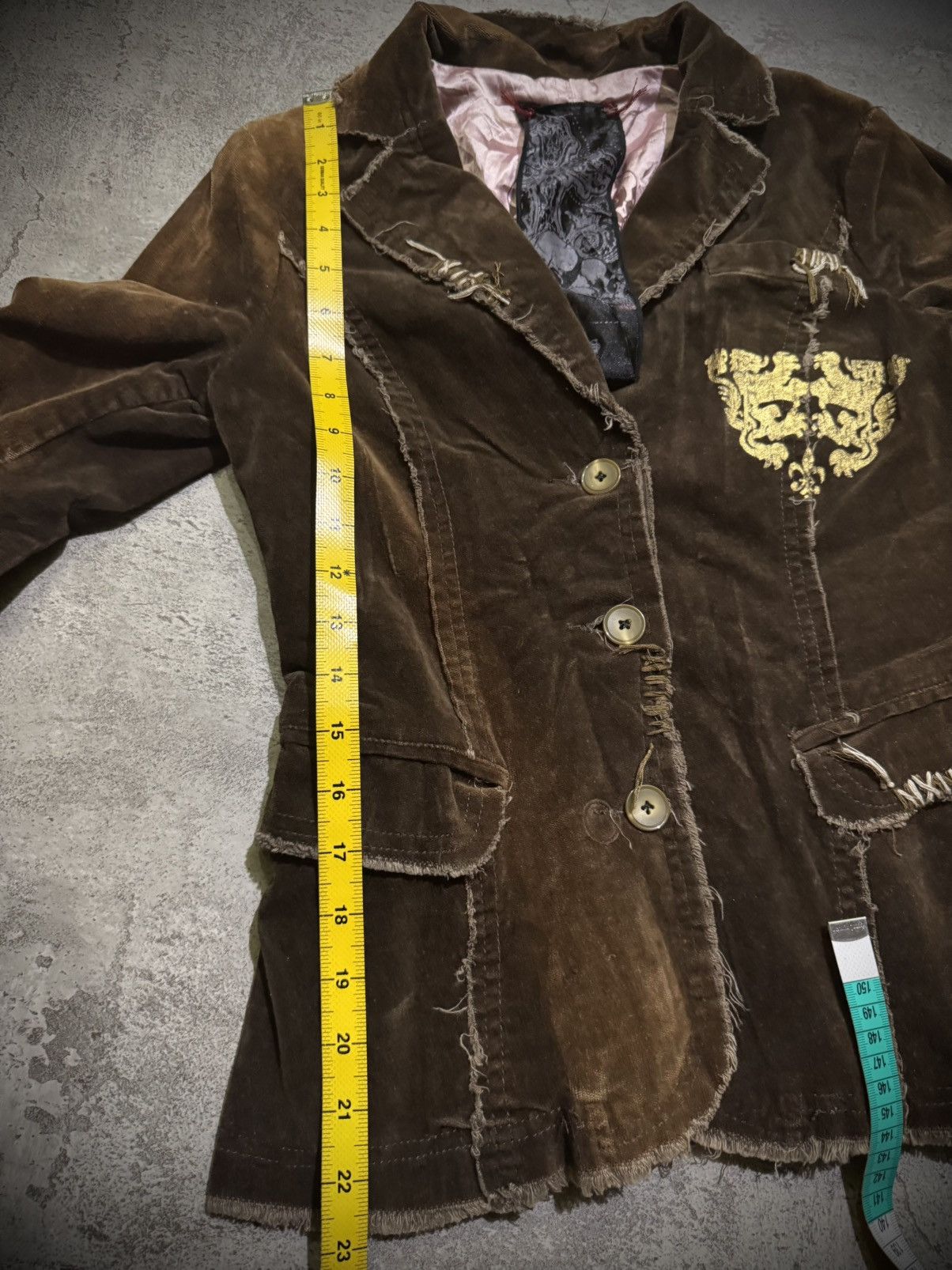 Miss Sixty MISS ME BROWN GOLD FOIL VELVET BLAZER DISTRESSED Size M / US 6-8 / IT 42-44 - 11 Thumbnail