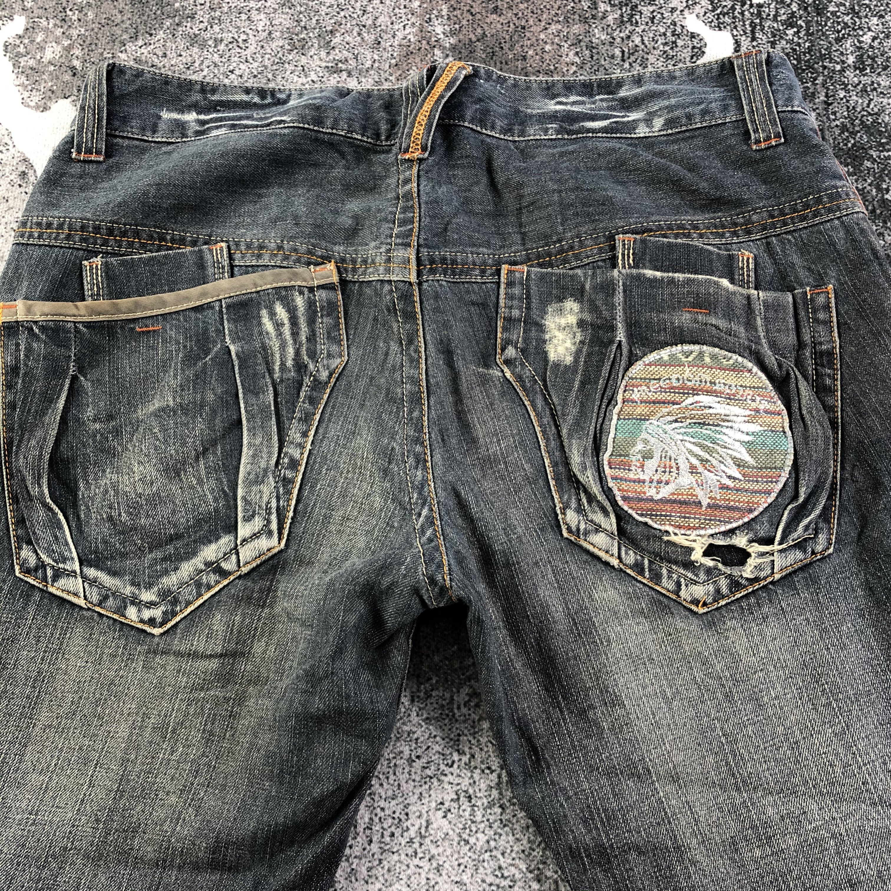 Japanese Brand Root Three Jeans Rusty Blue Patchwork Denim KJ1833 Size US 34 / EU 50 - 4 Thumbnail