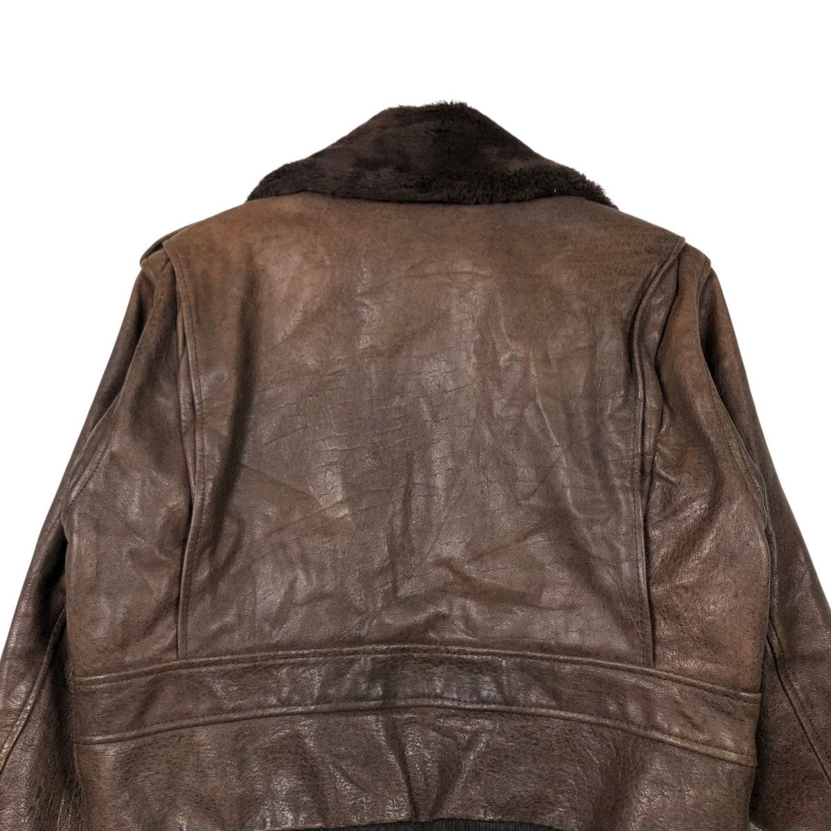 Japanese Brand 🔥VINTAGE LEATHER JACKET BIKER FREETIME FUR COLLAR Size US S / EU 44-46 / 1 - 9 Thumbnail
