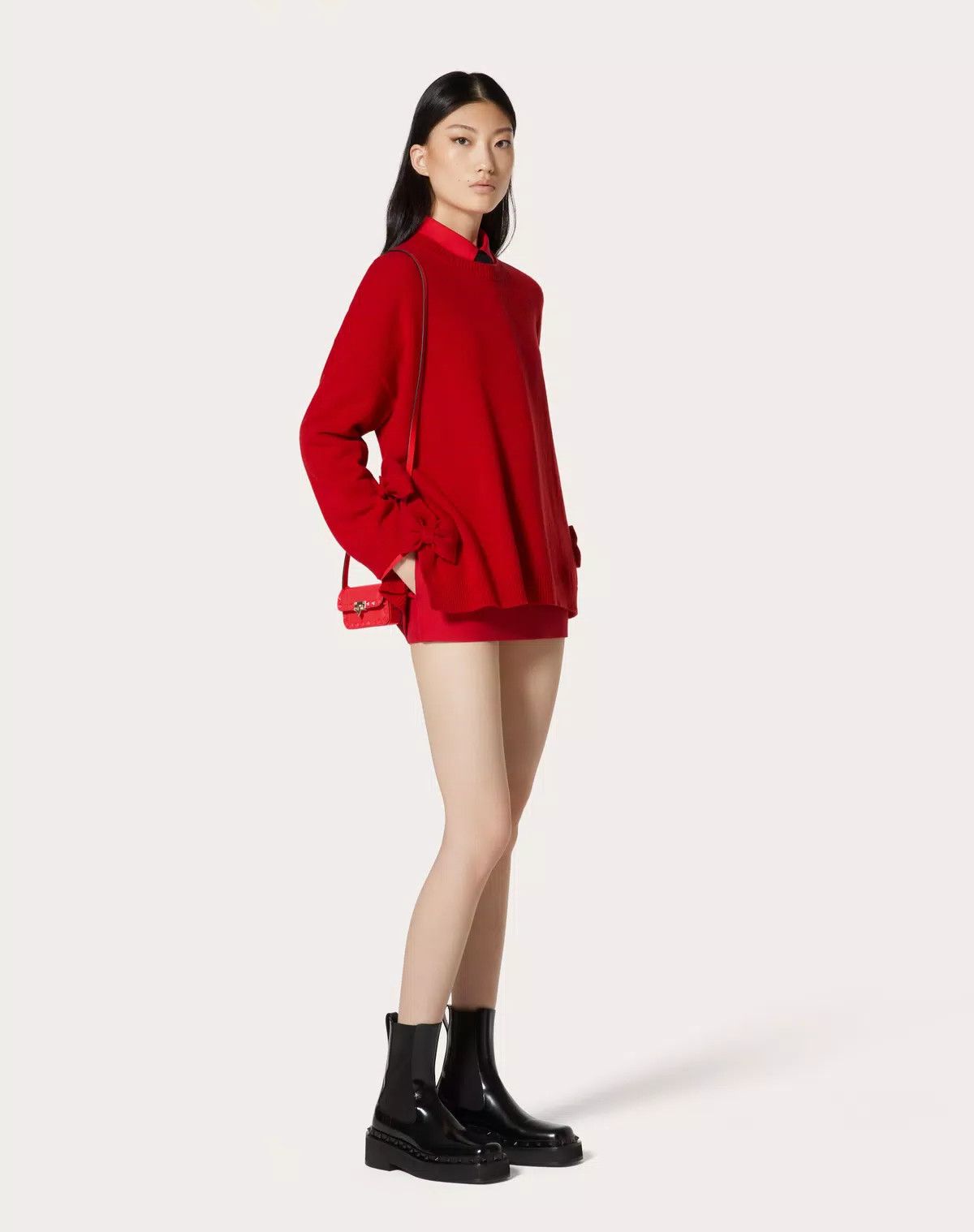 Valentino o1s1wg110625 Crepe Couture Skort in Red Size 27" / US 4 / IT 40 - 3 Thumbnail