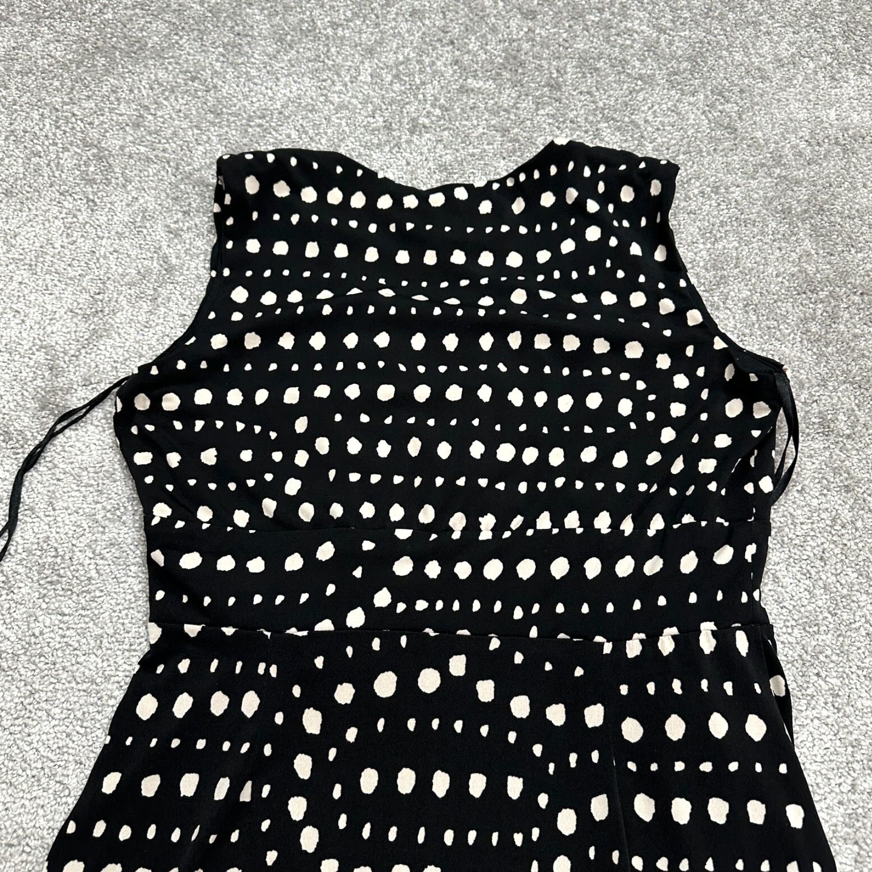 Vintage Danny & Nicole Midi Dress Womens 6 Black White Polka Sleeveless Ruffle Pleated Size M / US 6-8 / IT 42-44 - 5 Thumbnail