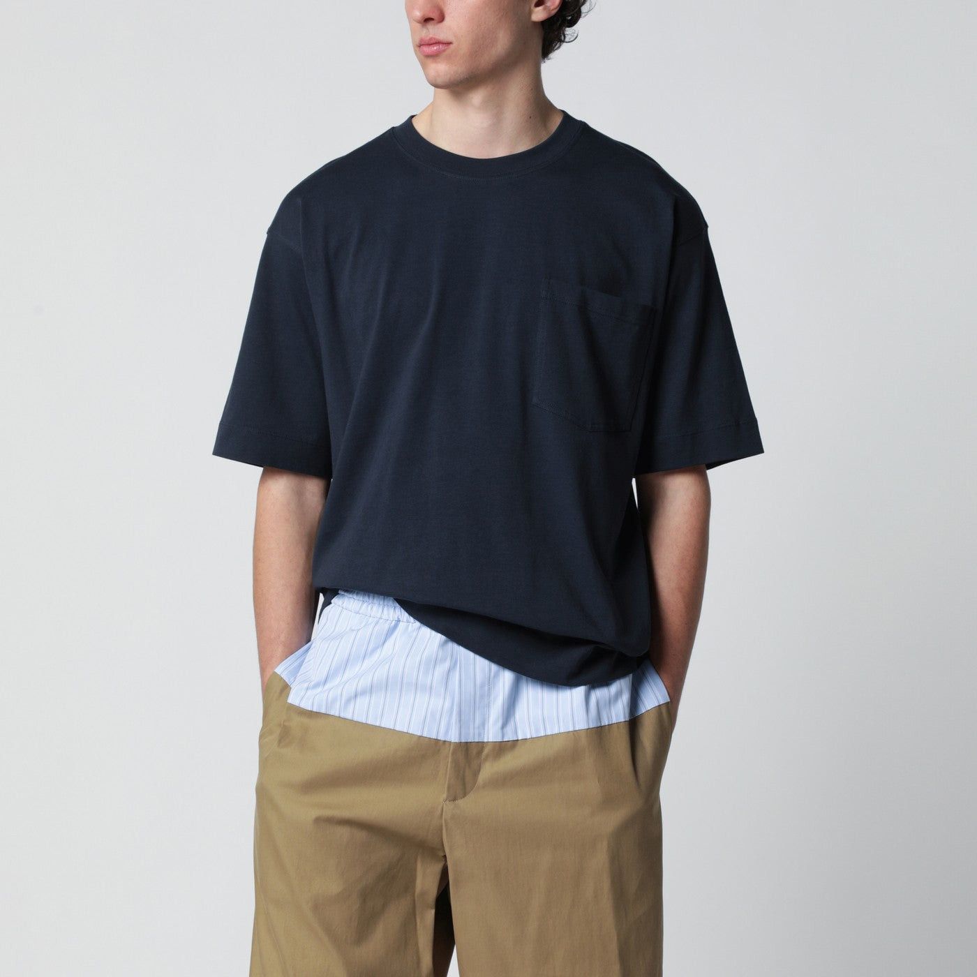 Dries Van Noten Dries Van Noten Navy Blue Cotton T-Shirt Size US XL / EU 56 / 4 - 1 Thumbnail