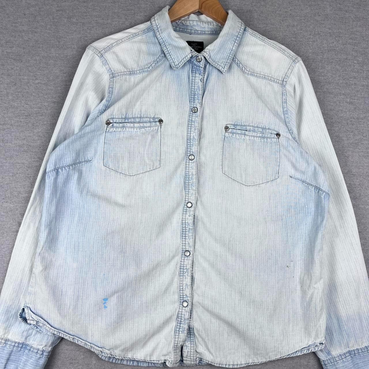 Vintage Faded Glory Shirt Mens XL Blue Denim w/ Black Pearl Western Size US XL / EU 56 / 4 - 1 Thumbnail