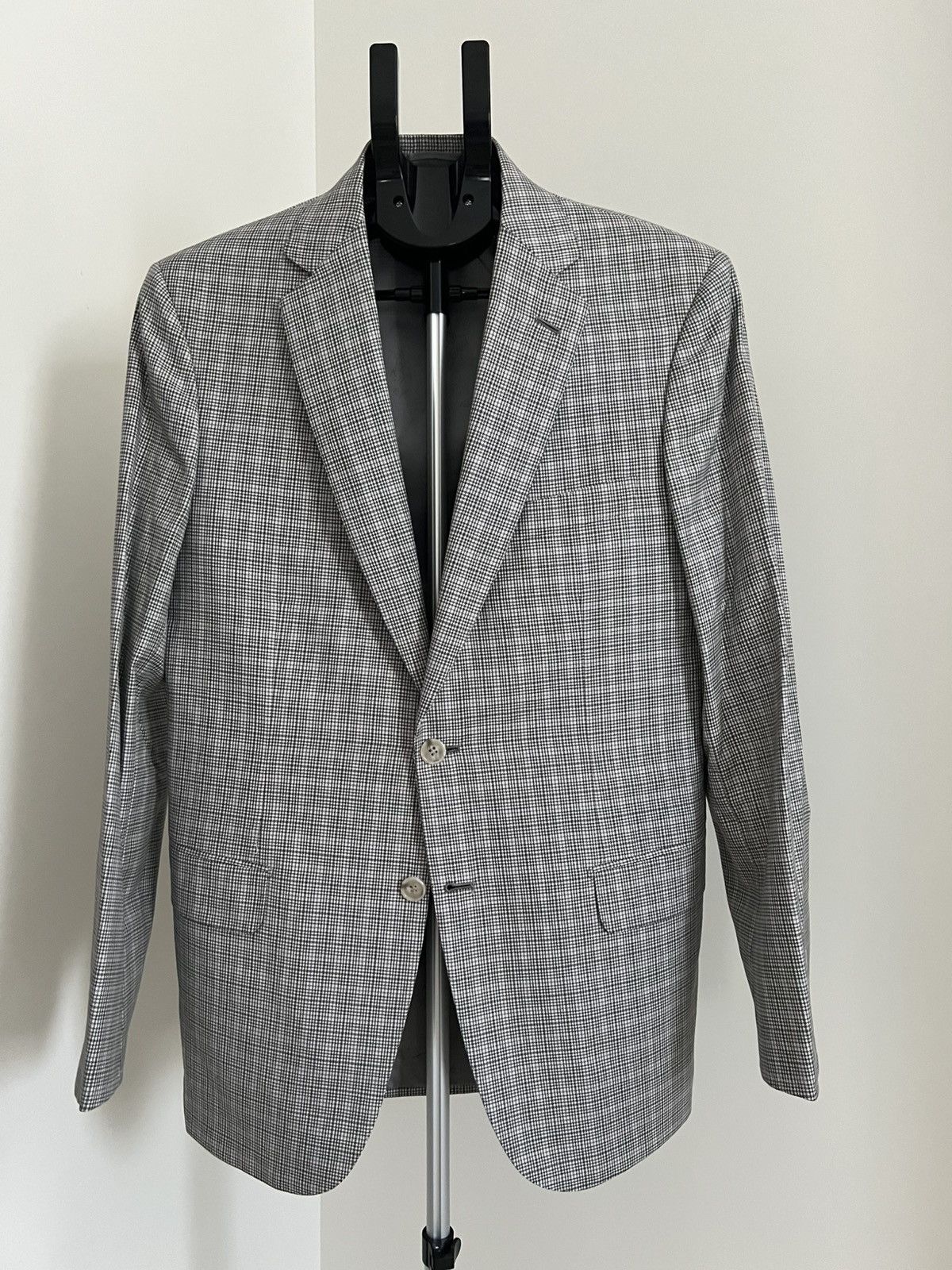 Brioni Men’s 38R 48 IT Gray Houndstooth Wool Blazer Jacket