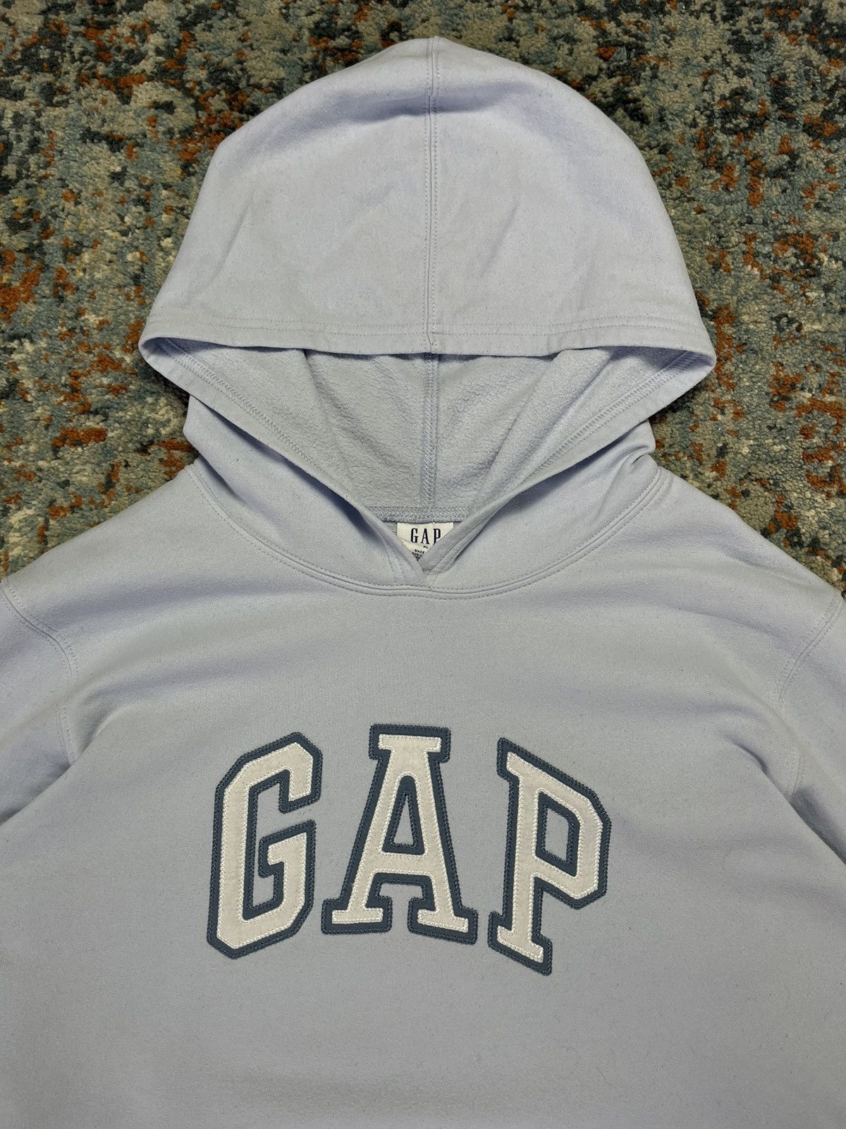 Gap × Vintage Vintage 00s GAP classic spellout arch logo baby blue hoodie Size US XL / EU 56 / 4 - 4 Thumbnail