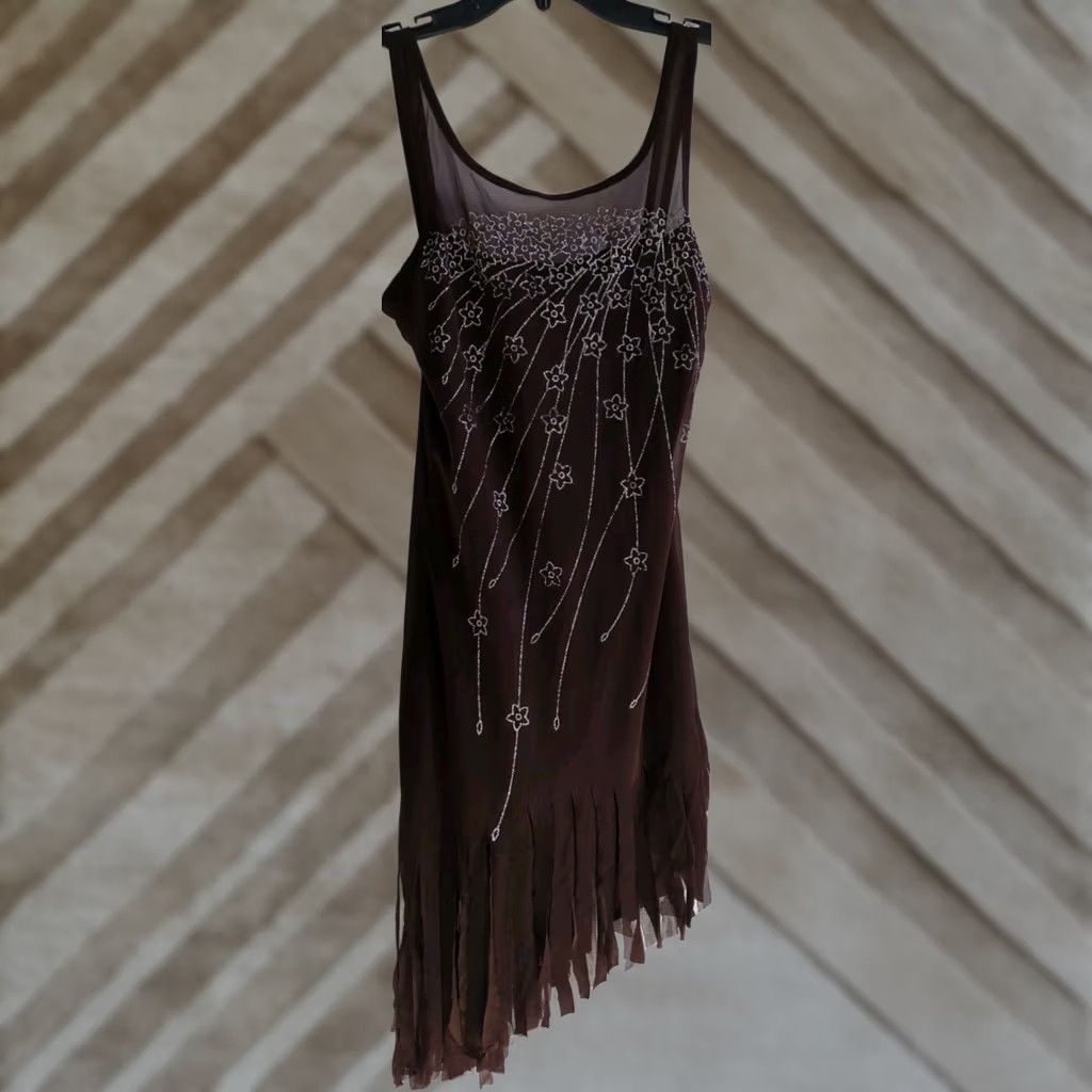 Vintage Viva Dress Vintage Brown Floral Knee Length A-Line Sleeveless Pullover Women's Small 90s Size S / US 4 / IT 40 - 1 Thumbnail