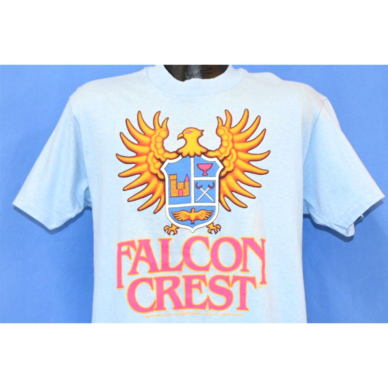 image of Vintage 80's Falcon Crest Cbs Tv Soap Opera Earl Hamner Deadstock T-Shirt Large L in White, Men's