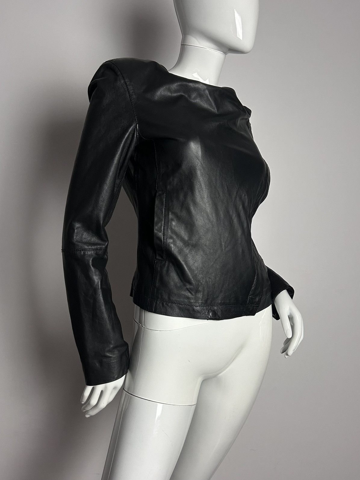 Other French designed leather vintage asymmetric jacket Size S / US 4 / IT 40 - 1 Thumbnail
