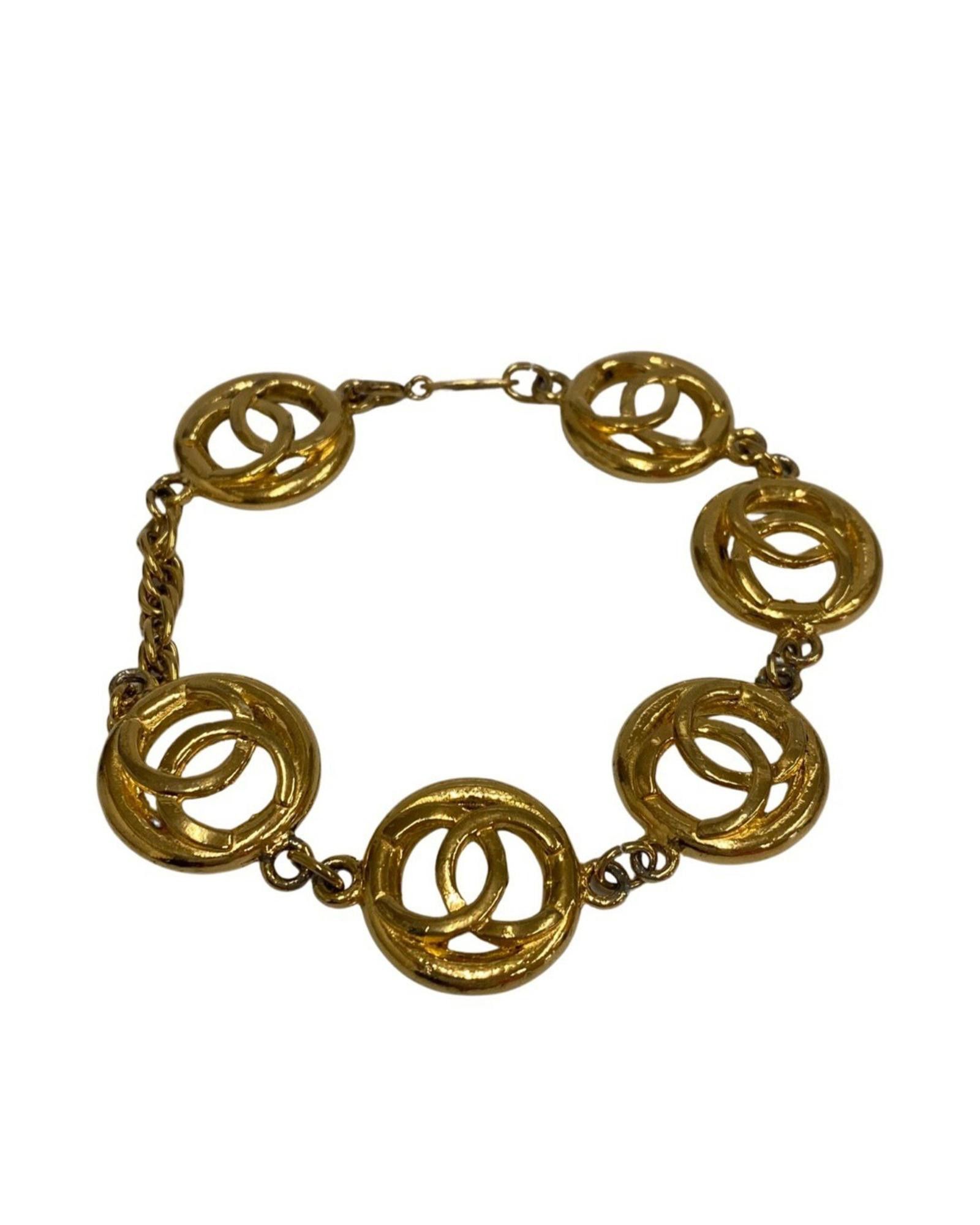 image of Chanel Elegant Gold Coco Mark Charm Bracelet, Women's