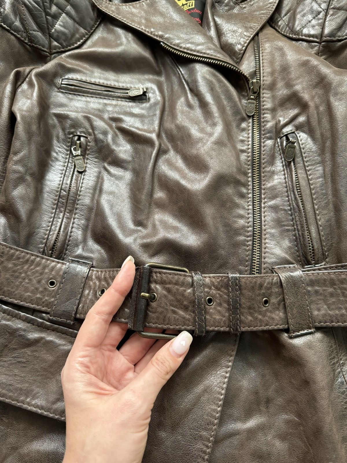 Belstaff × Genuine Leather × Vintage Belstaff 90s vintage racing biker leather jacket Size M / US 6-8 / IT 42-44 - 6 Thumbnail