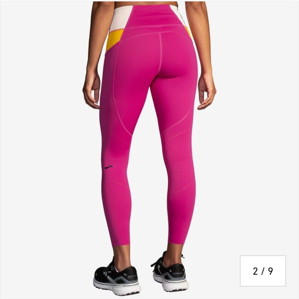 Brooks Brooks Method 7/8 Pink Leggings High-Rise Stretchy Fit Size 30" / US 8 / IT 44 - 2 Thumbnail