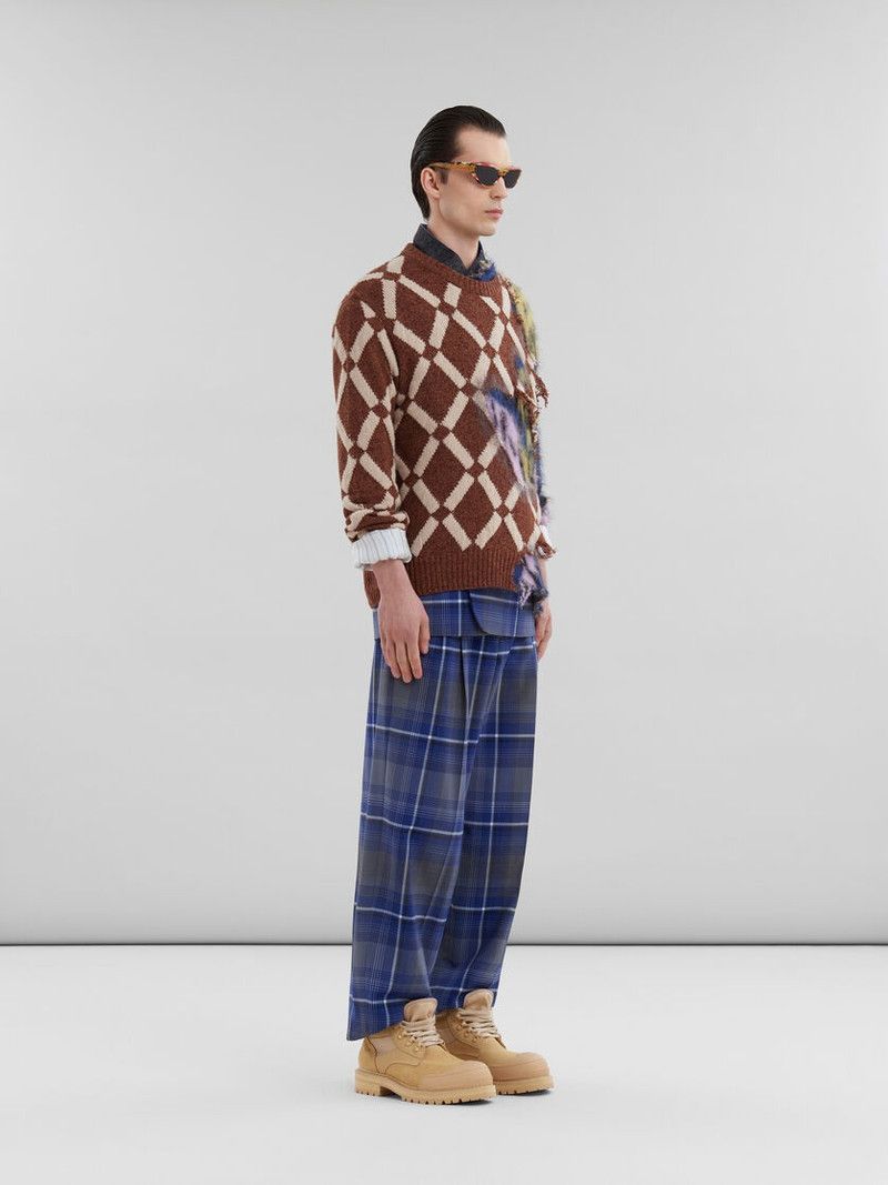 Marni o1w1db11125 Checked Wool Blazer in Blue Size US M / EU 48-50 / 2 - 2 Thumbnail
