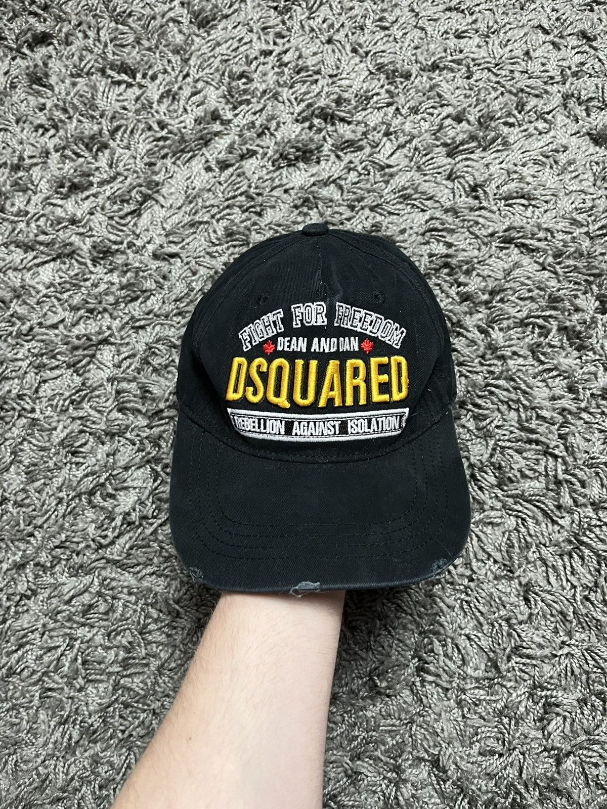 Dsquared2 Dsquared2 "Fight For Freedom" Distressed Baseball Cap Black Size ONE SIZE - 2 Thumbnail