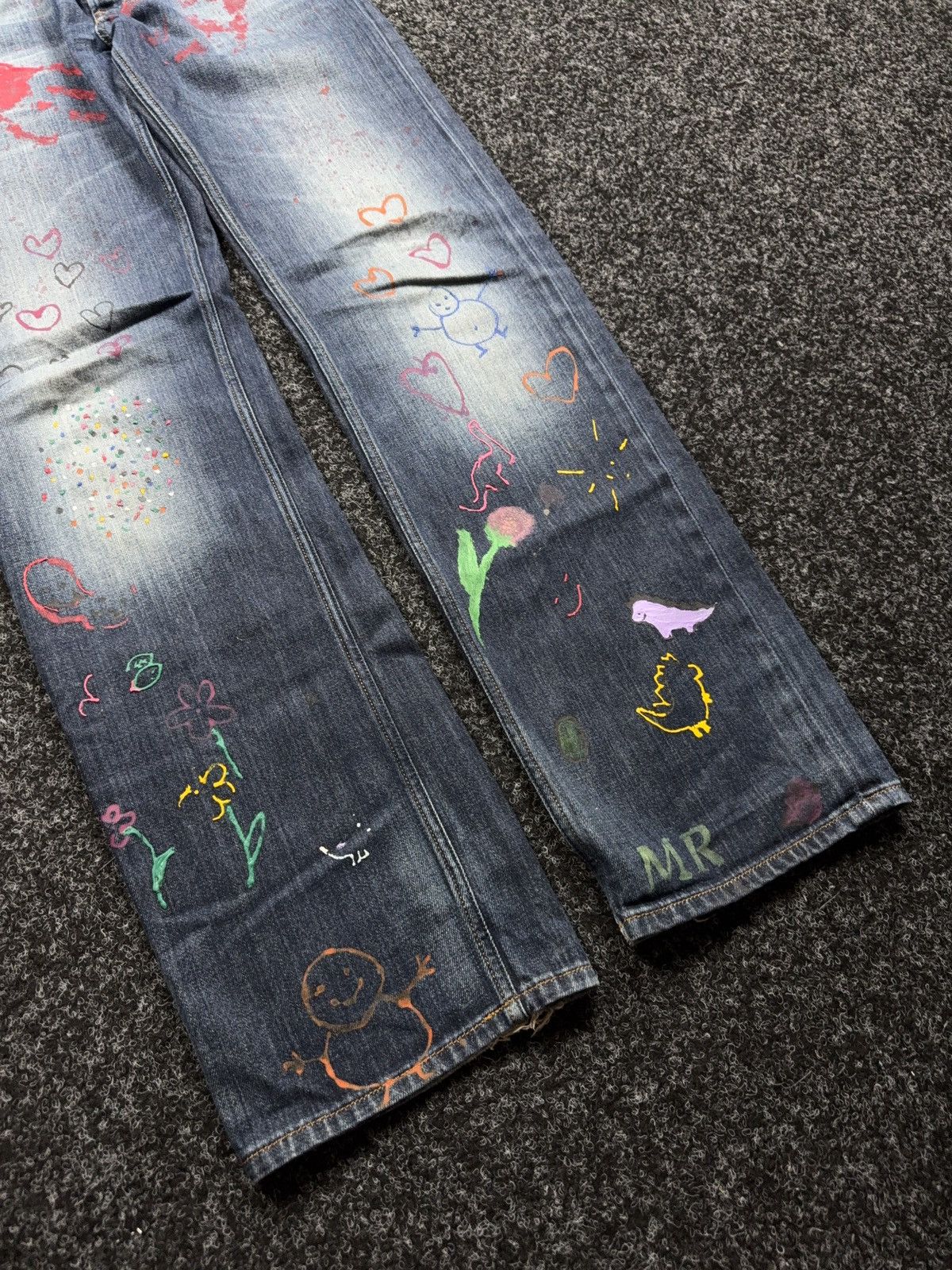 Diesel 00s Diesel Larkee Distressed Punk Custom Painted Y2K Jeans Size US 31 - 5 Thumbnail