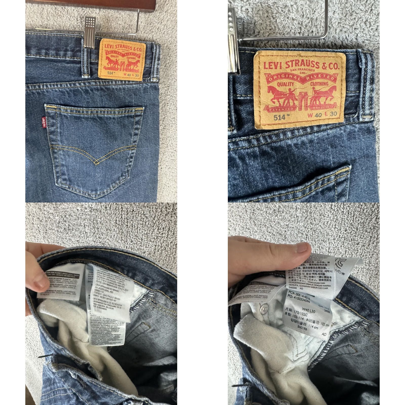 Levi's Levi's 514 Jeans Mens 40x30 Blue Denim Straight Regular Fit Medium Wash Pants Straight Leg Size US 40 / EU 56 - 9 Thumbnail