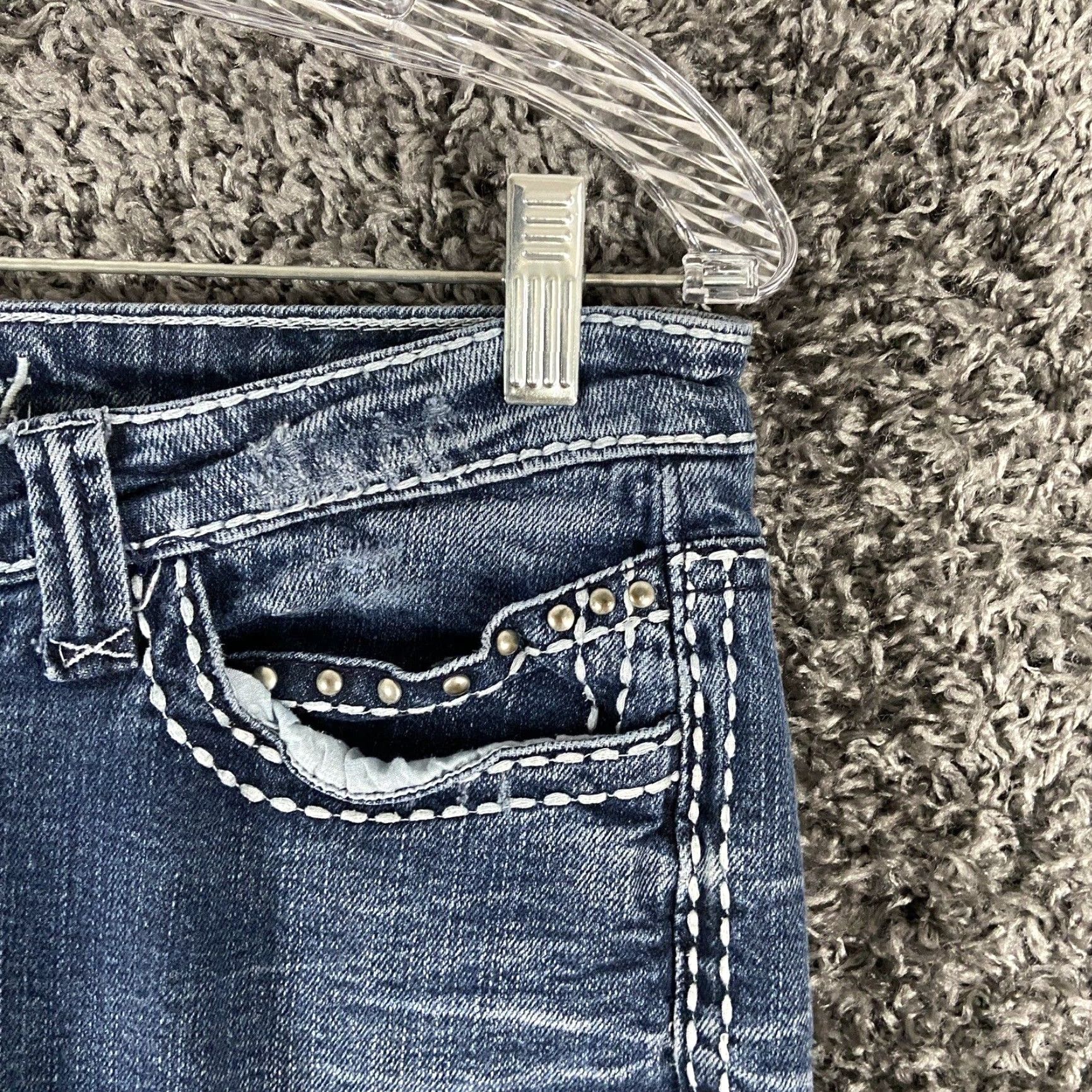 Vintage RED RIVET Skinny Distressed Jeans Women’s 9 Blue Regular Size 30" / US 8 / IT 44 - 4 Thumbnail