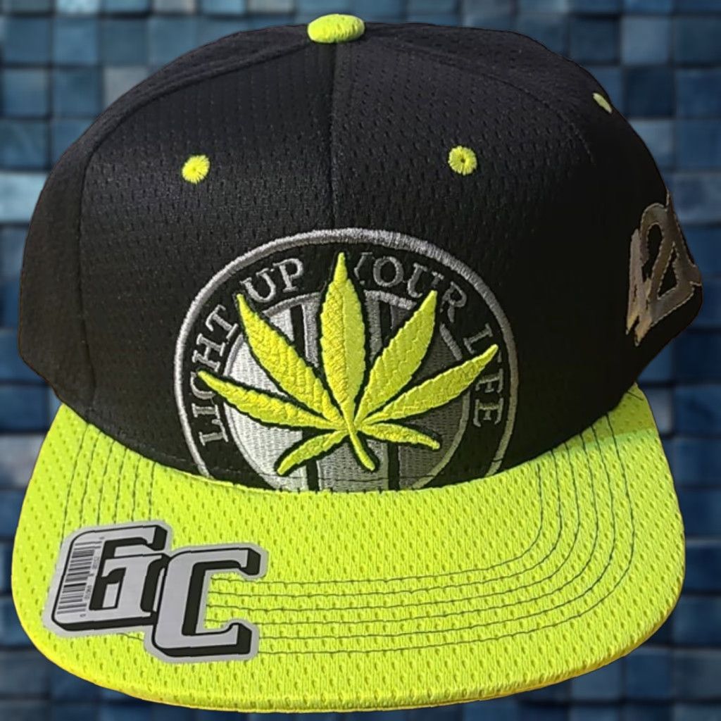 Alife MARIJUANA LEAF 420 LIGHT UP YOUR LIFE SNAPBACK BASEBALL CAP ( BLACK & YELLOW ) Size ONE SIZE - 1 Thumbnail