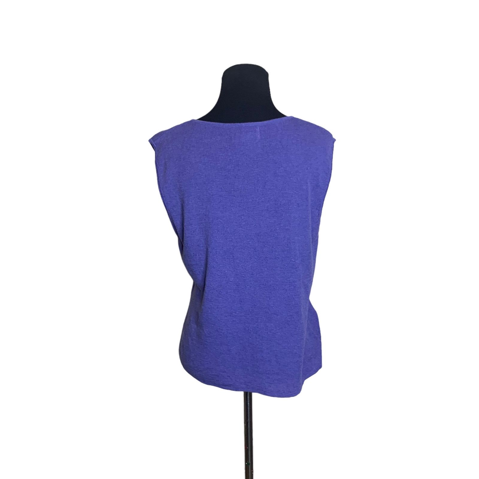 Chicos Chico's Design Purple Linen Cap Sleeves Knit Top Size 2 -12 Size XL / US 12-14 / IT 48-50 - 7 Thumbnail