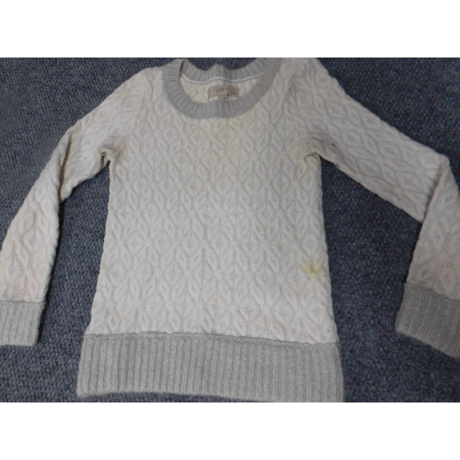 Loft LOFT Sweater Shirt Pets XXSP Gray Rib Knit Crewneck Pullover Women’s Striped Long Sleeve Knit Cotton Casual Casual Women Size XXS / US 00 / IT 34 - 2 Thumbnail