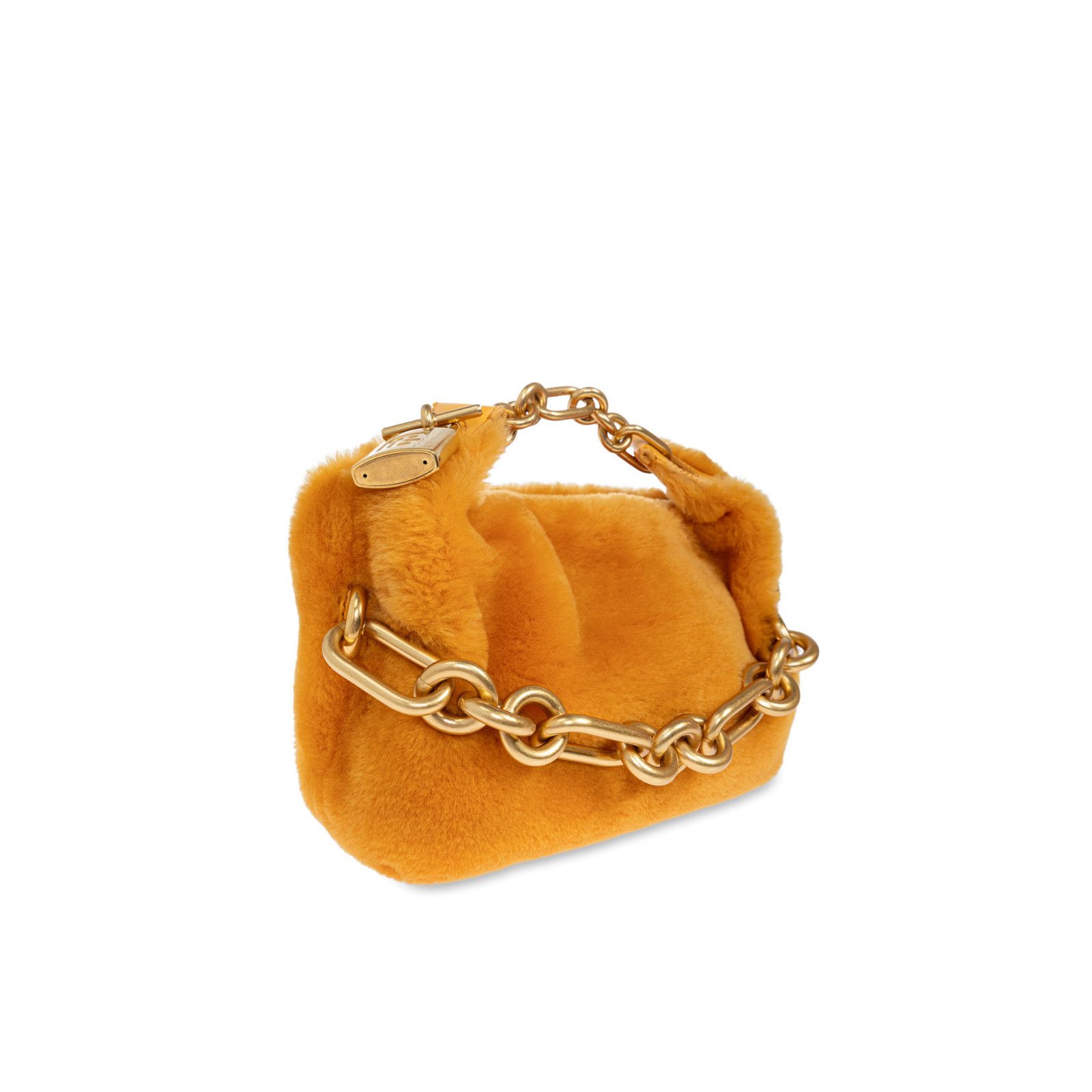 Balmain BALMAIN Sync Mini $2495 Gold Shearling Top Handle Bag New & Size ONE SIZE - 3 Thumbnail
