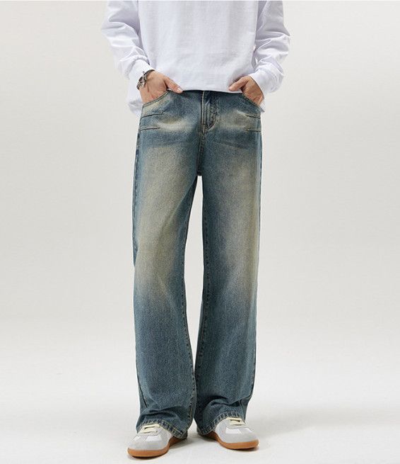 Vintage American-style men's straight-leg baggy washed denim jeans Size US 32 / EU 48 - 1 Thumbnail