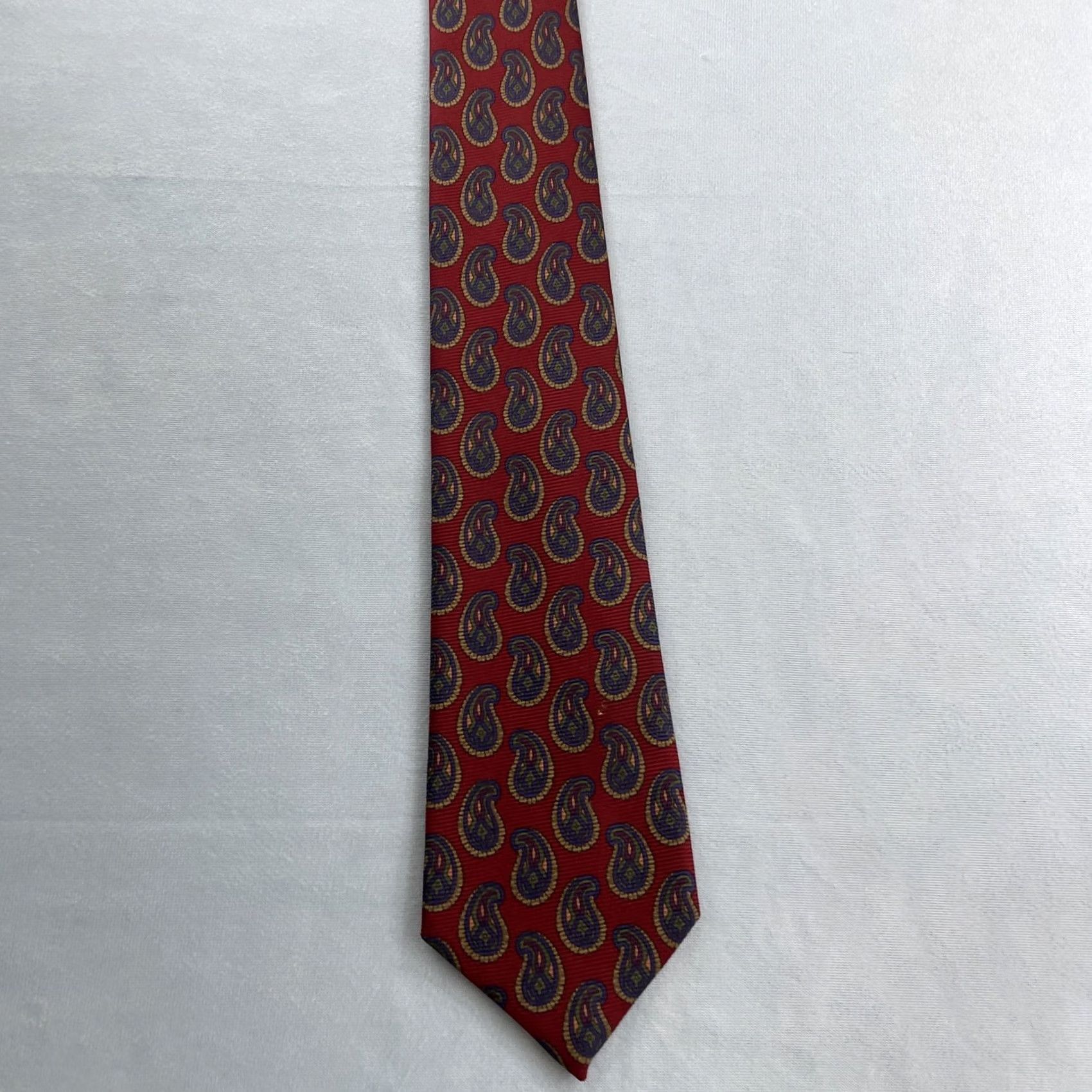 Nordstrom VINTAGE Gitman Bros Tie Silk Paisley Teardrop Red 3.5x56 Men Wide USA N/A Size ONE SIZE - 3 Thumbnail