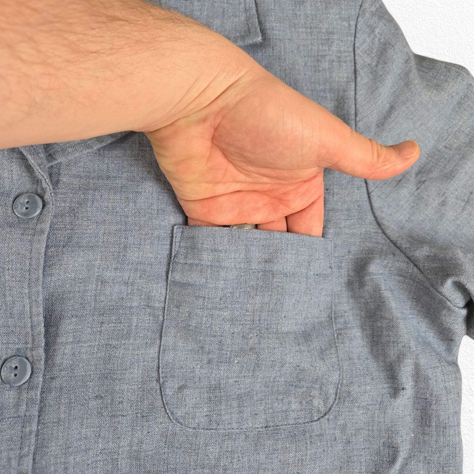 Vintage Vintage Chambray Linen Blend Button Down Shirt Size XL Size XL / US 12-14 / IT 48-50 - 5 Thumbnail