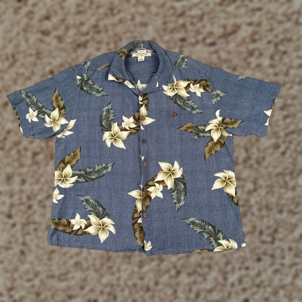 Vintage Island Republic Shirt Men 2XL Blue Floral Silk Blend Button Up Hawaiian Size US XXL / EU 58 / 5 - 1 Thumbnail