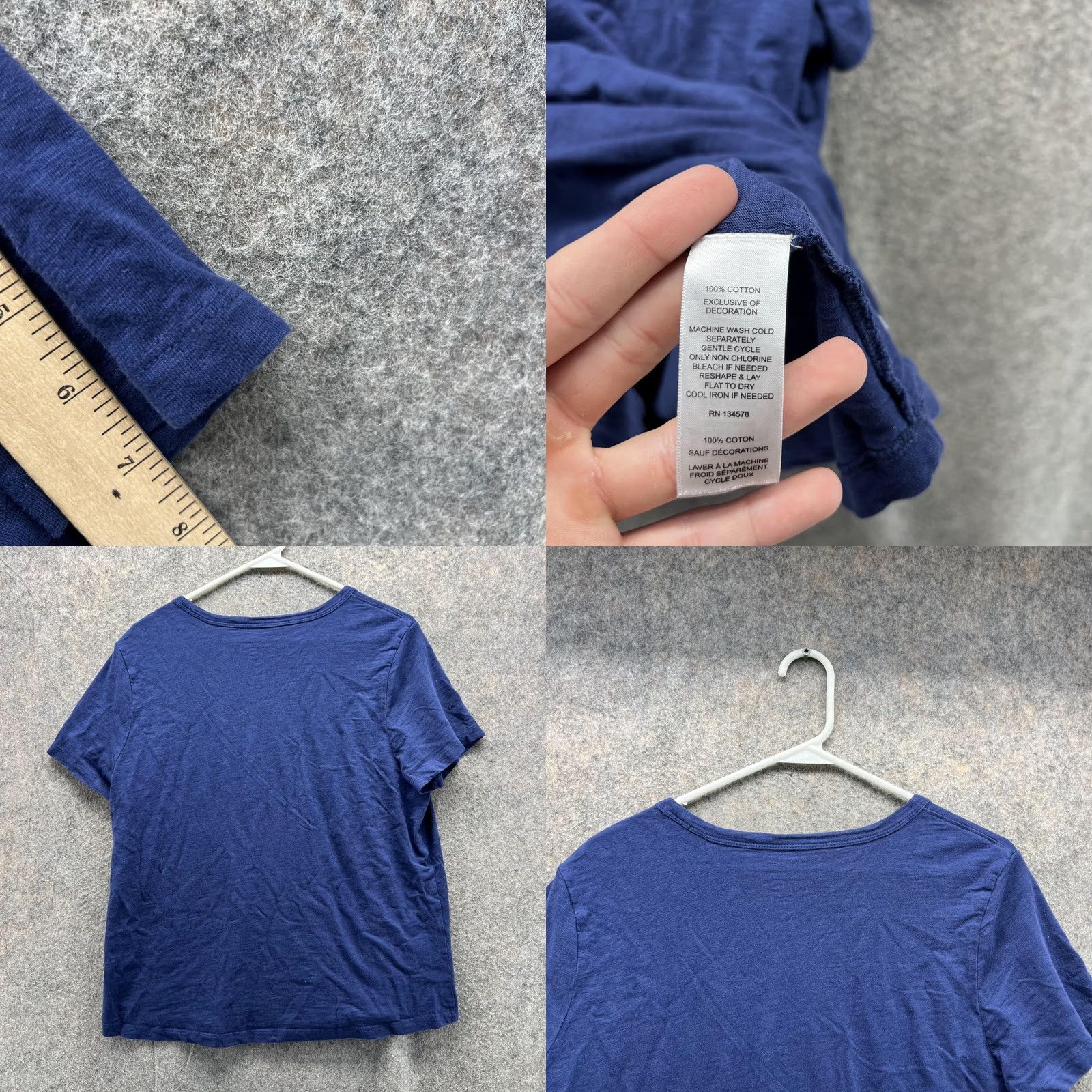 Vineyard Vines Vineyard Vines Shirt Women Large Tee V-Neck Cotton Blue Navy Casual Short Sleeve Size L / US 10 / IT 46 - 8 Thumbnail