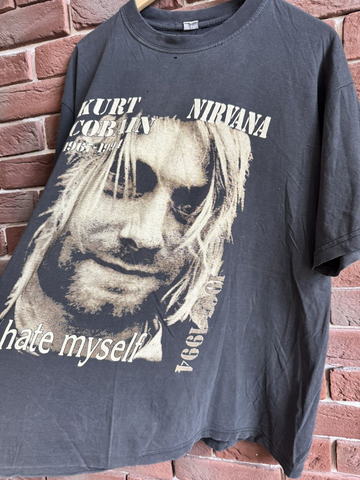 Band Tees Vintage 90s Nirvana Kurt Cobain I Hate Myself Band T-shirt Size US XL / EU 56 / 4 - 6 Thumbnail