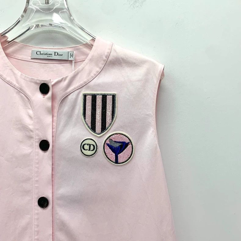 Dior Dior Light pink badge sequin embroidery cotton round neck Size XS / US 0-2 / IT 36-38 - 3 Thumbnail