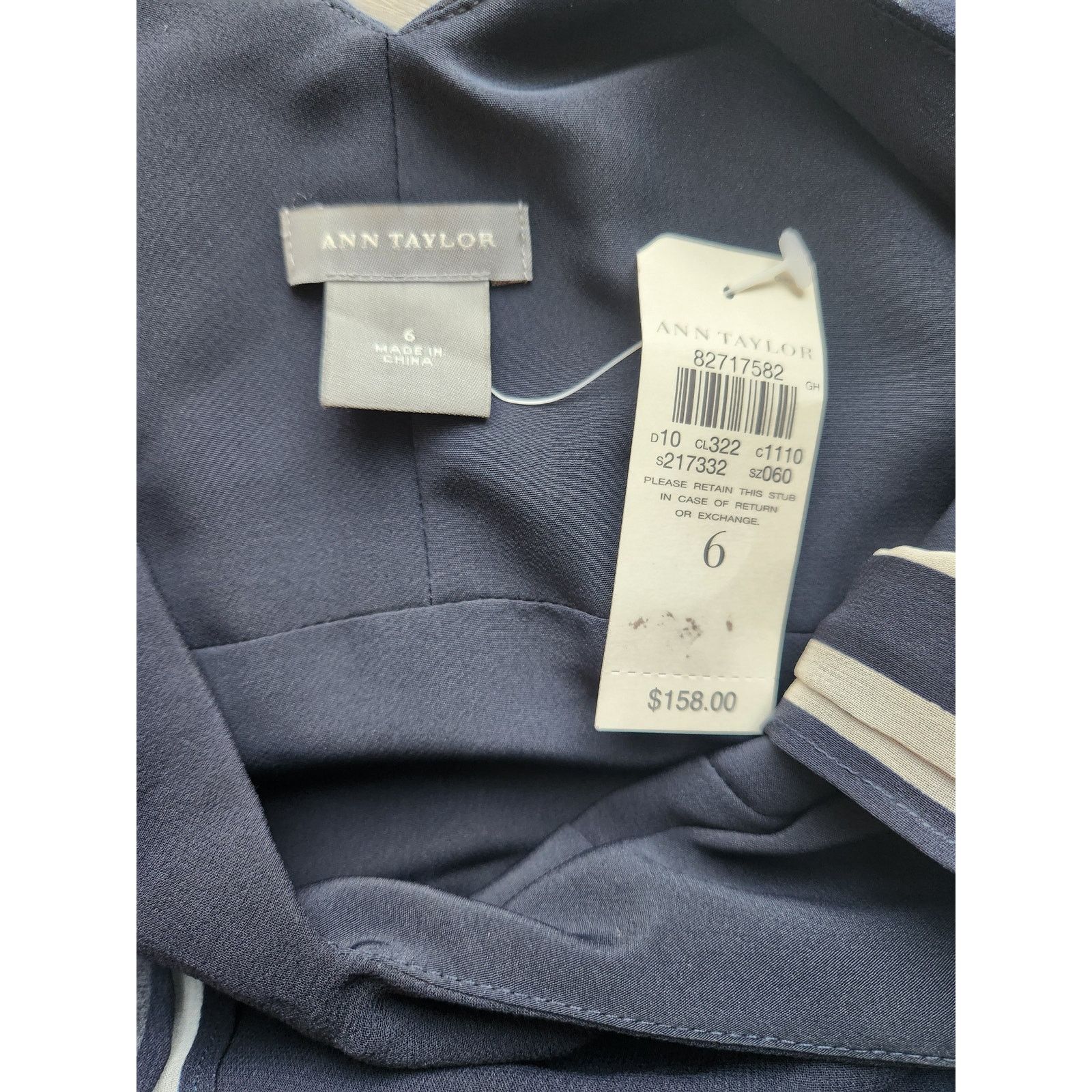 Ann Taylor NWT Ann Taylor 100% Silk Blue & White Stripe Dress 6 Size M / US 6-8 / IT 42-44 - 3 Thumbnail