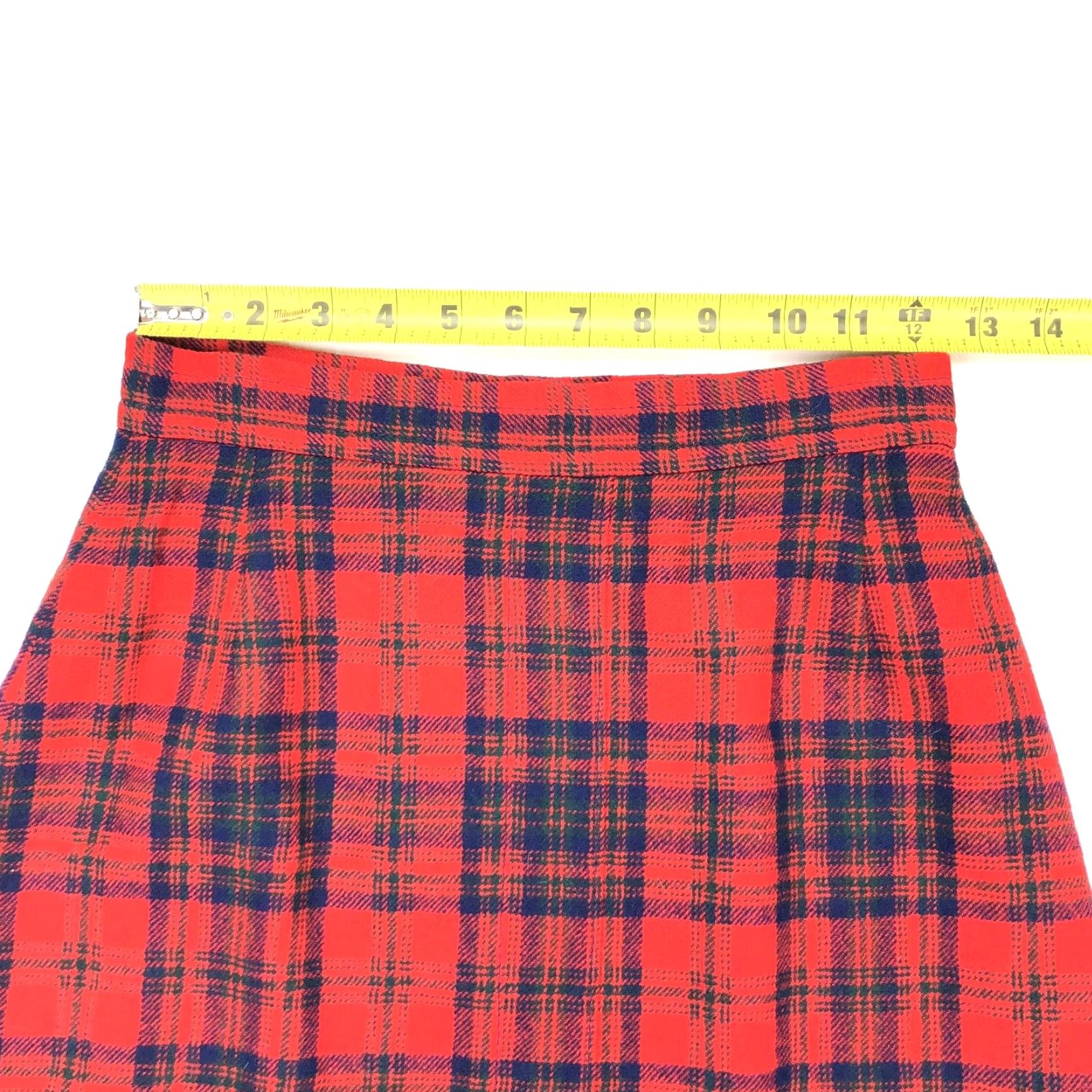 VINTAGE Pendleton Skirt Women Long Wool Flannel Red Blue Tartan Plaid Size 10