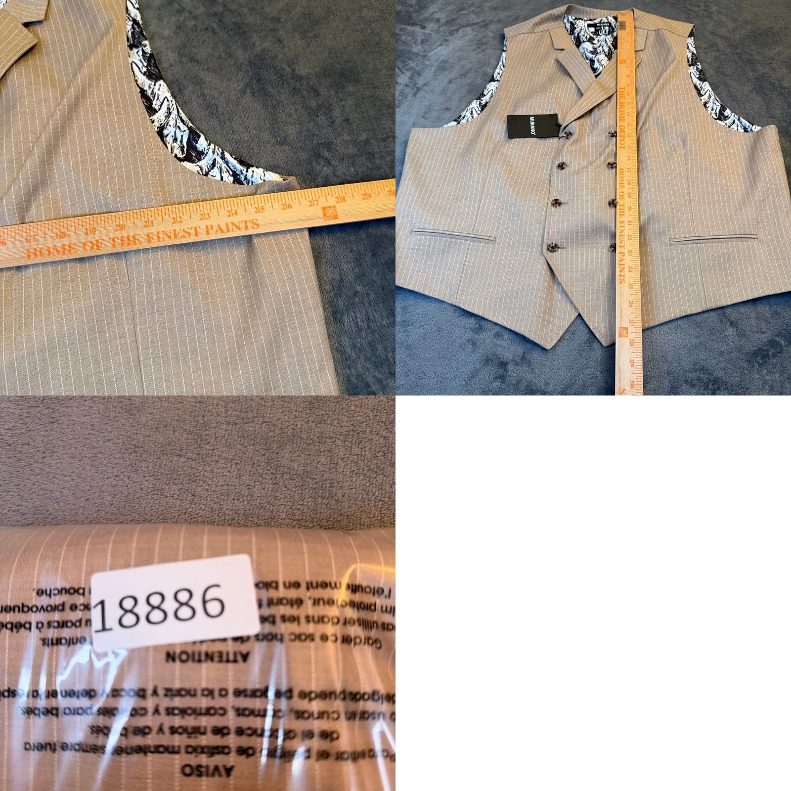 Murano VINTAGE Murano Pinstripe Dress Vest Mens 3XB Beige Double Breasted Big Man NWT Size US XXL / EU 58 / 5 - 8 Thumbnail