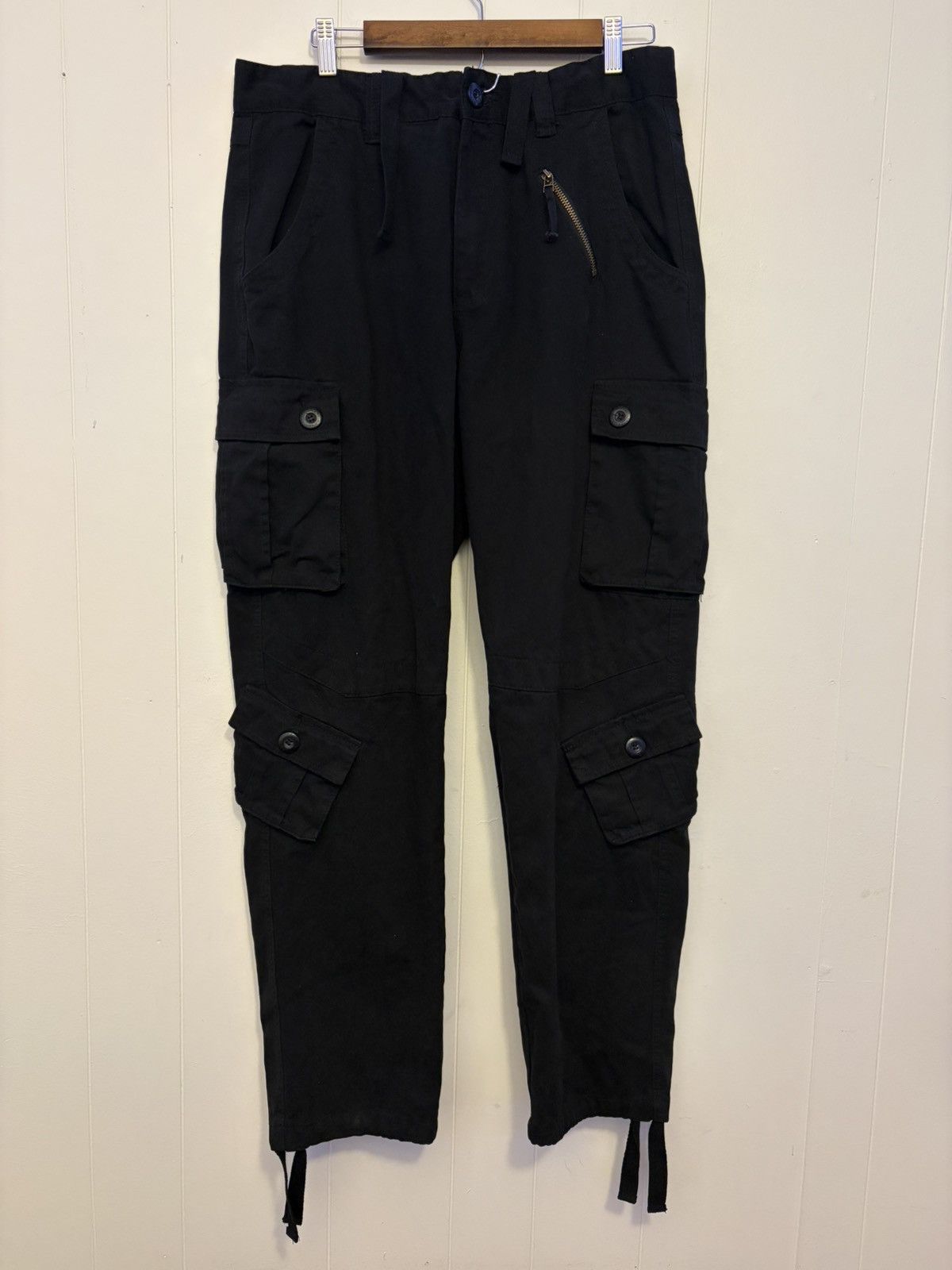 Japanese Brand Mustway black baggy cargo pants Size US 34 / EU 50 - 1 Thumbnail