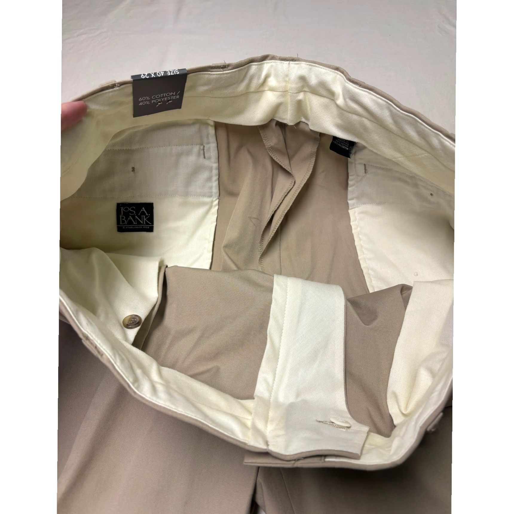 Vintage NWT JOS A BANK Mens Khaki Microsanded Poplin Pants 40x29 High Performance Size US 40 / EU 56 - 5 Thumbnail