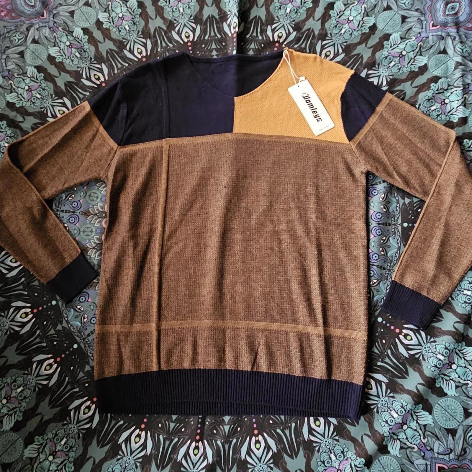 Designer Men's Brown and Navy Sweater Size US L / EU 52-54 / 3 - 1 Thumbnail
