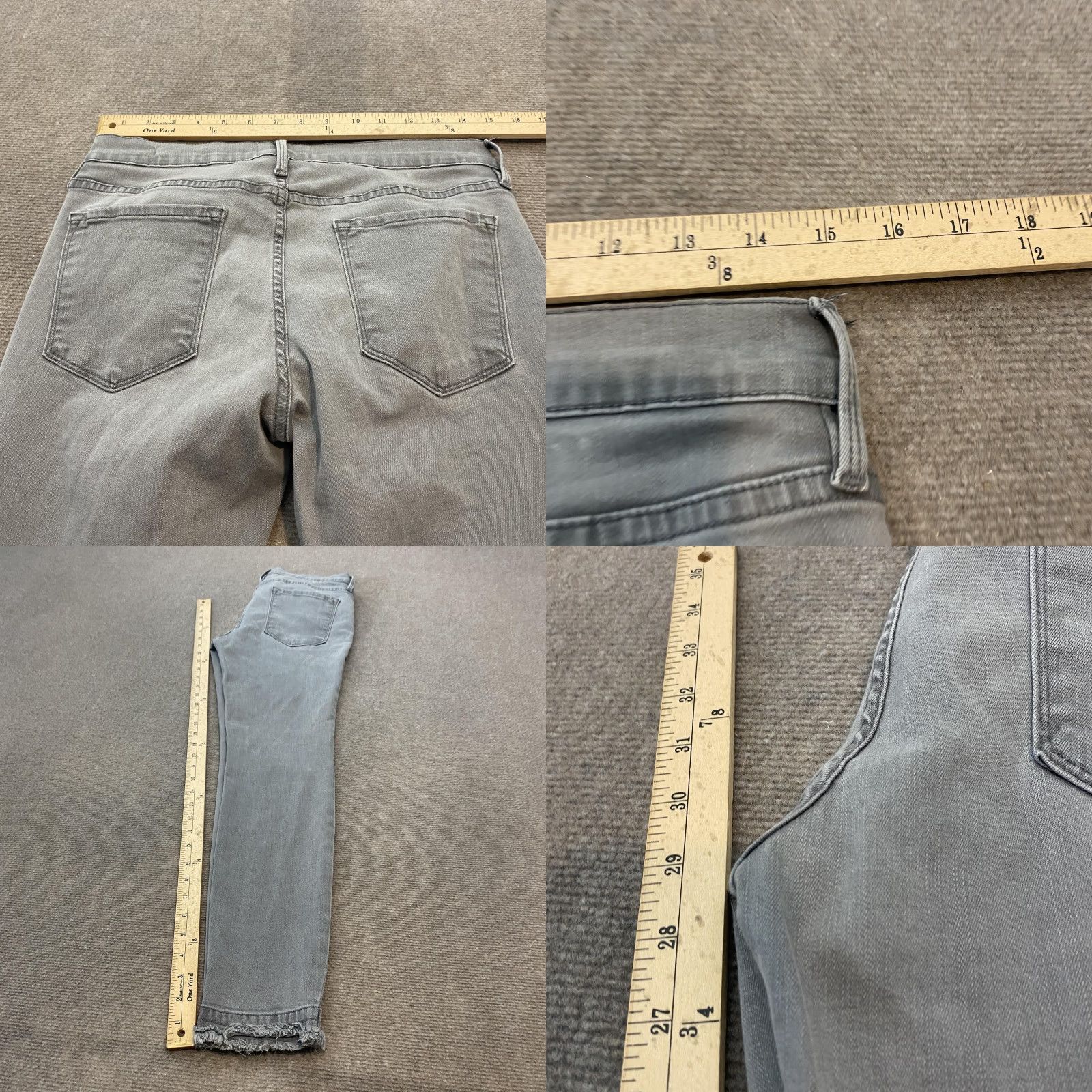 Frame FRAME Le Skinny De Jeanne Jeans Gray 30 Womens Denim Slim Stretch 5-Pocket Zip Fly Frayed Hem Inseam 29" Size 30" / US 8 / IT 44 - 8 Thumbnail