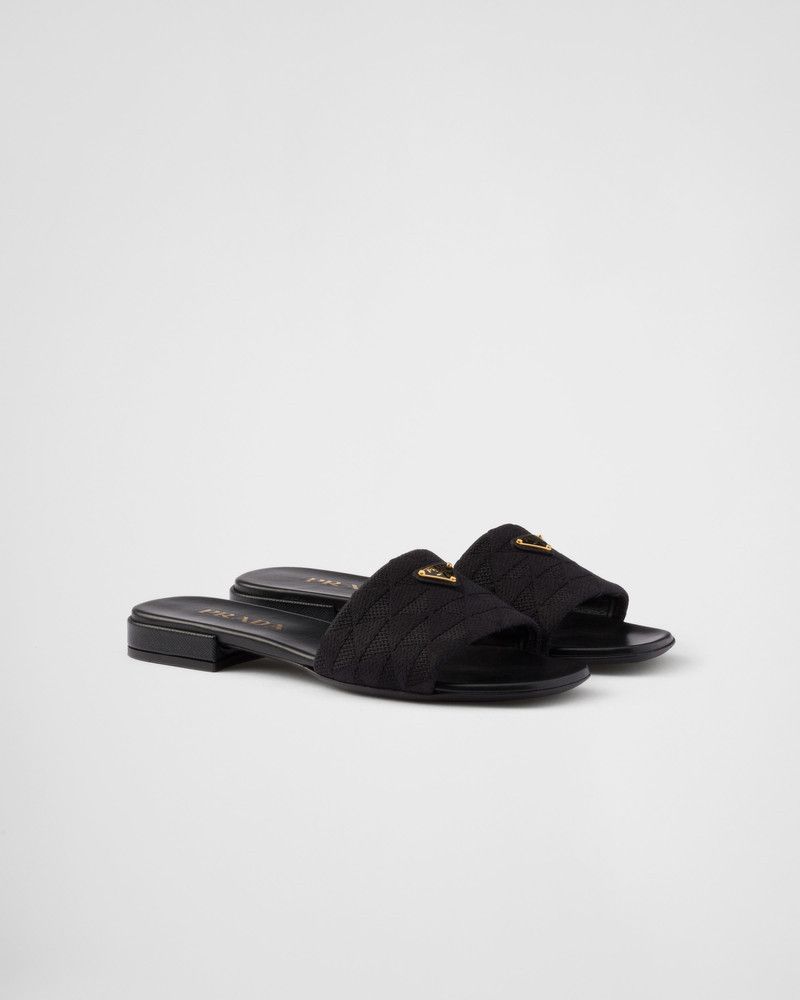 Prada o1B3y1r0526 Embroidered Fabric Slides in Black Size US 11 / IT 41 - 2 Thumbnail