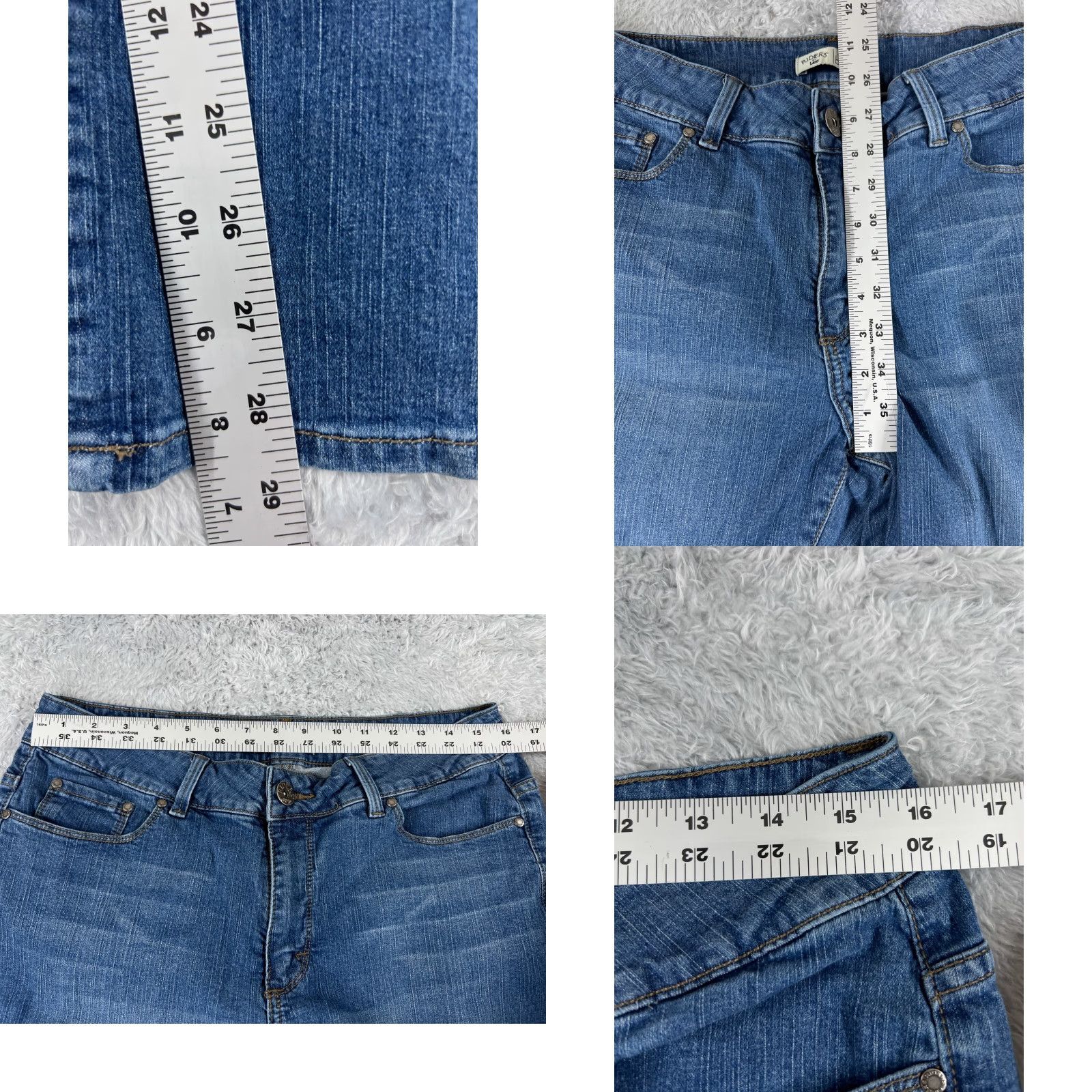 Lee Lee Blue Denim Jeans Bootcut 31x29 Regular Inseam 29 Mid Rise 5-Pocket Cotton Blend Womens Adult Jeans Size 24" / US 00 / IT 34 - 8 Thumbnail