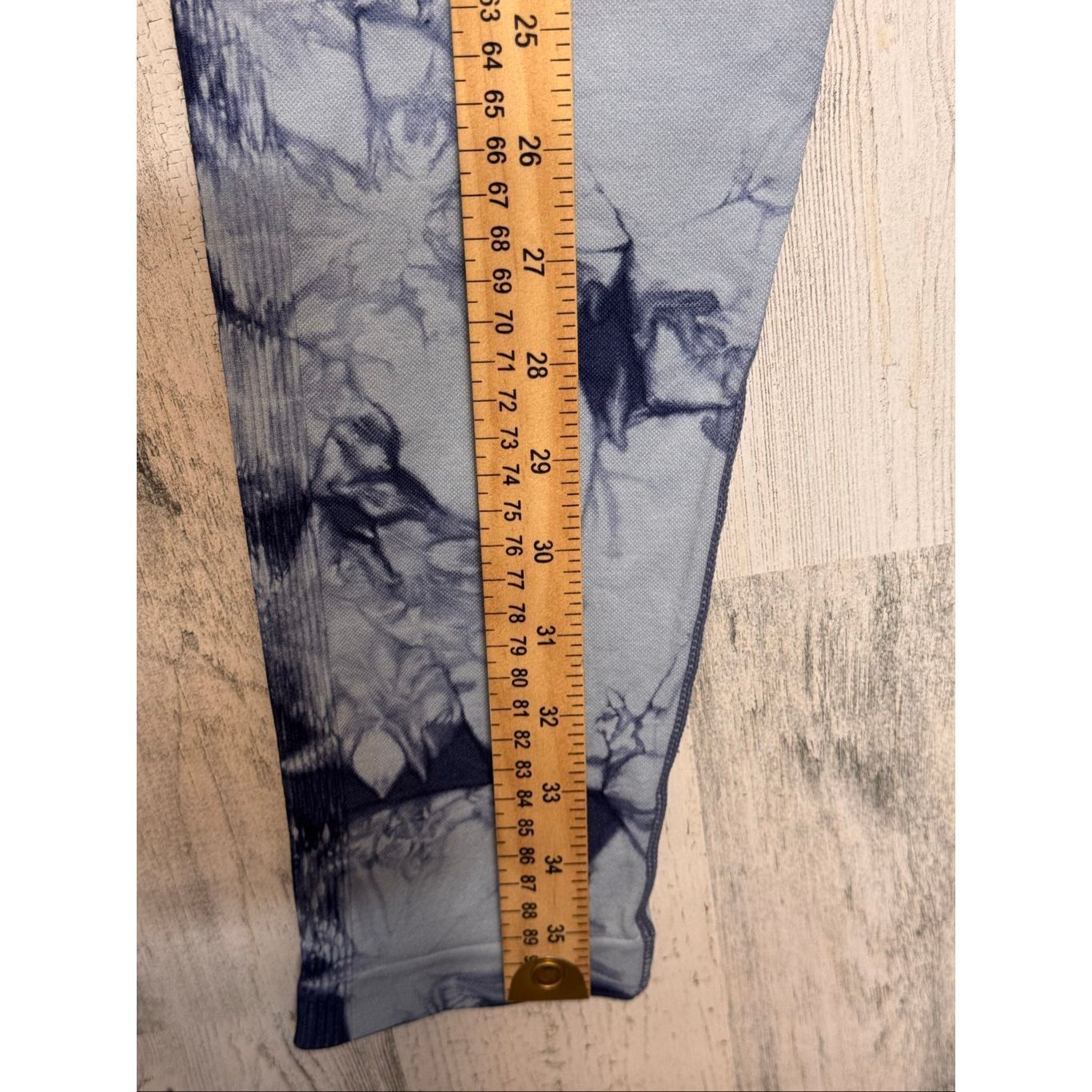 Other Blue Tie-Dye Seamless High Waist Leggings | Ribbed Stretchy Size 32" / US 10 / IT 46 - 10 Thumbnail