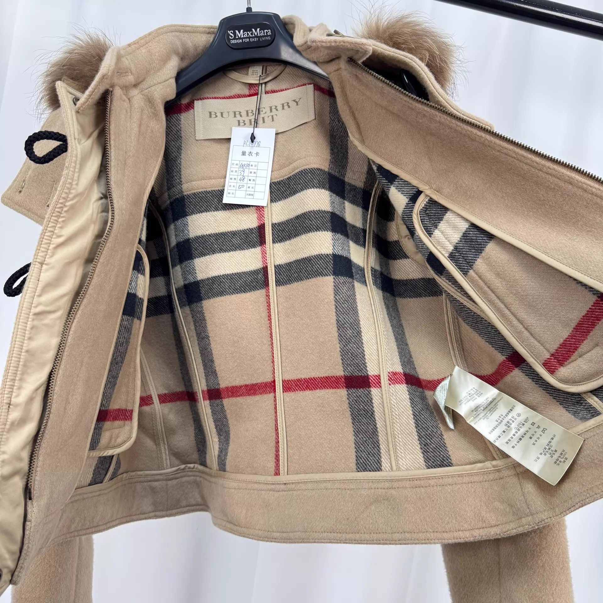Burberry BURBERRY Check Camel-Button Wool Coat Women's UK10 99 New Size M / US 6-8 / IT 42-44 - 5 Thumbnail
