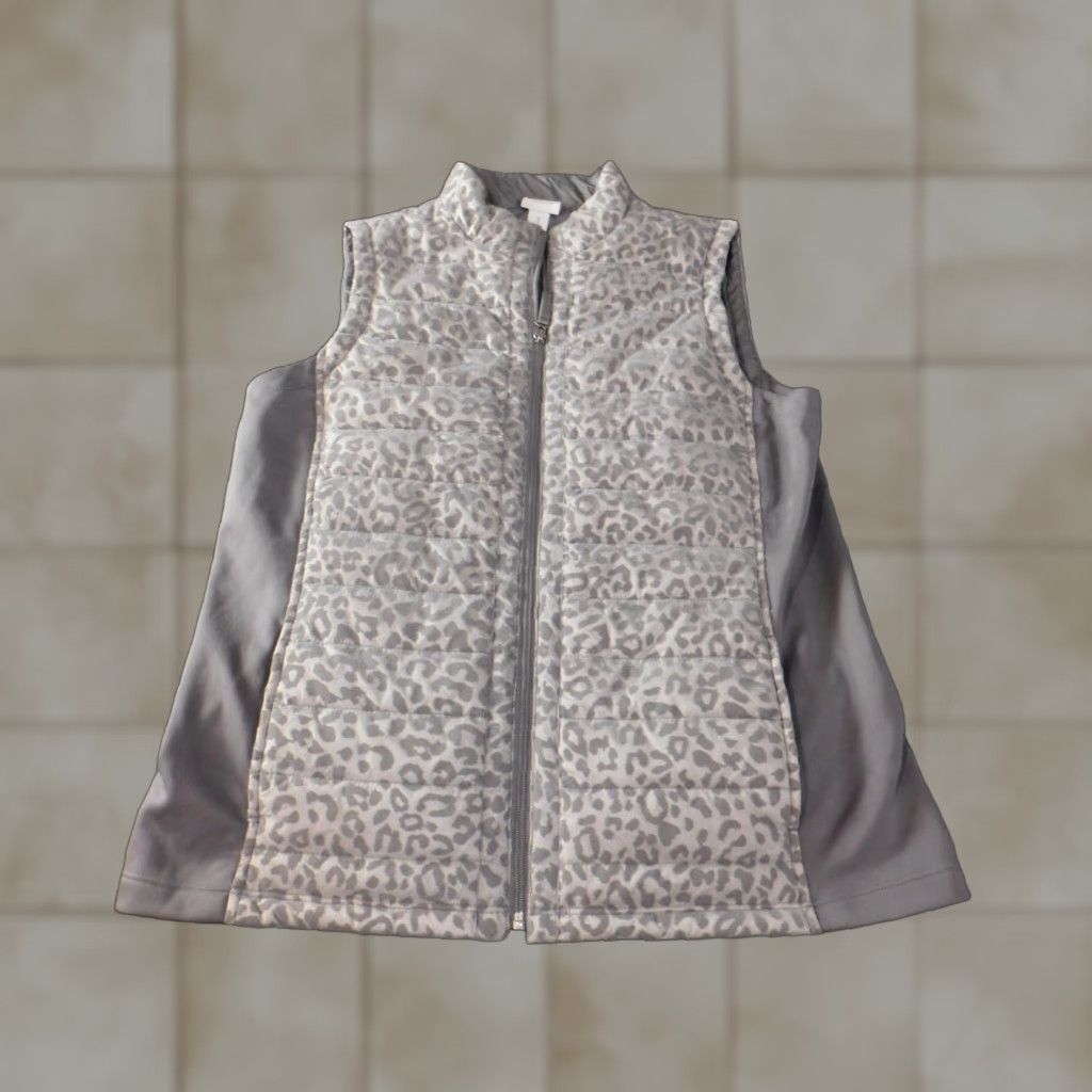 Vintage Chico's Vest Size 1 gray Women's Vest Full Zip stretch weekends puffer polyester Size XS / US 0-2 / IT 36-38 - 1 Thumbnail
