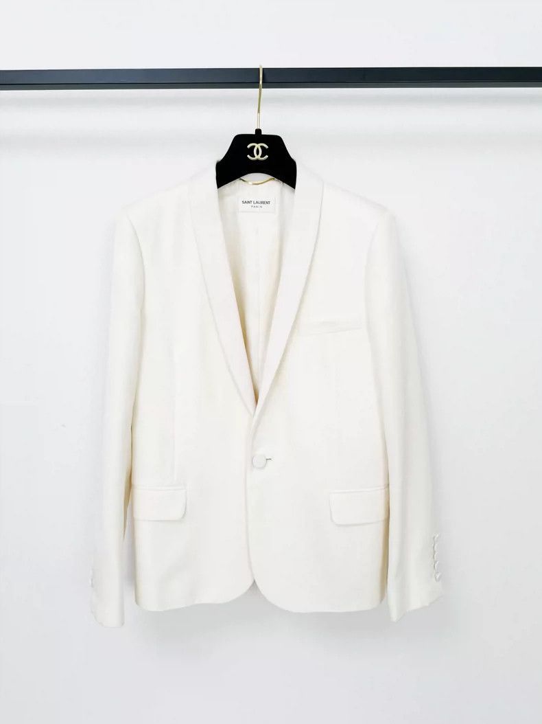 Saint Laurent Paris Saint Laurent Paris White wool suit jacket-2506 Size US XS / EU 42 / 0 - 1 Thumbnail