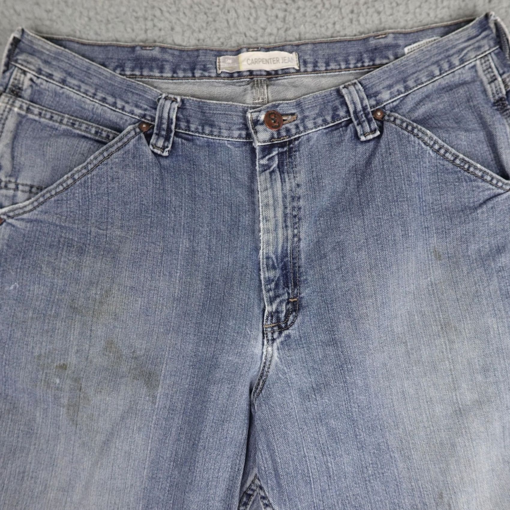 Lee VINTAGE Lee Dungarees Jeans Mens 38x34 Blue Denim Carpenter Utility Workwear Y2K 90s Retro Size US 38 / EU 54 - 6 Thumbnail