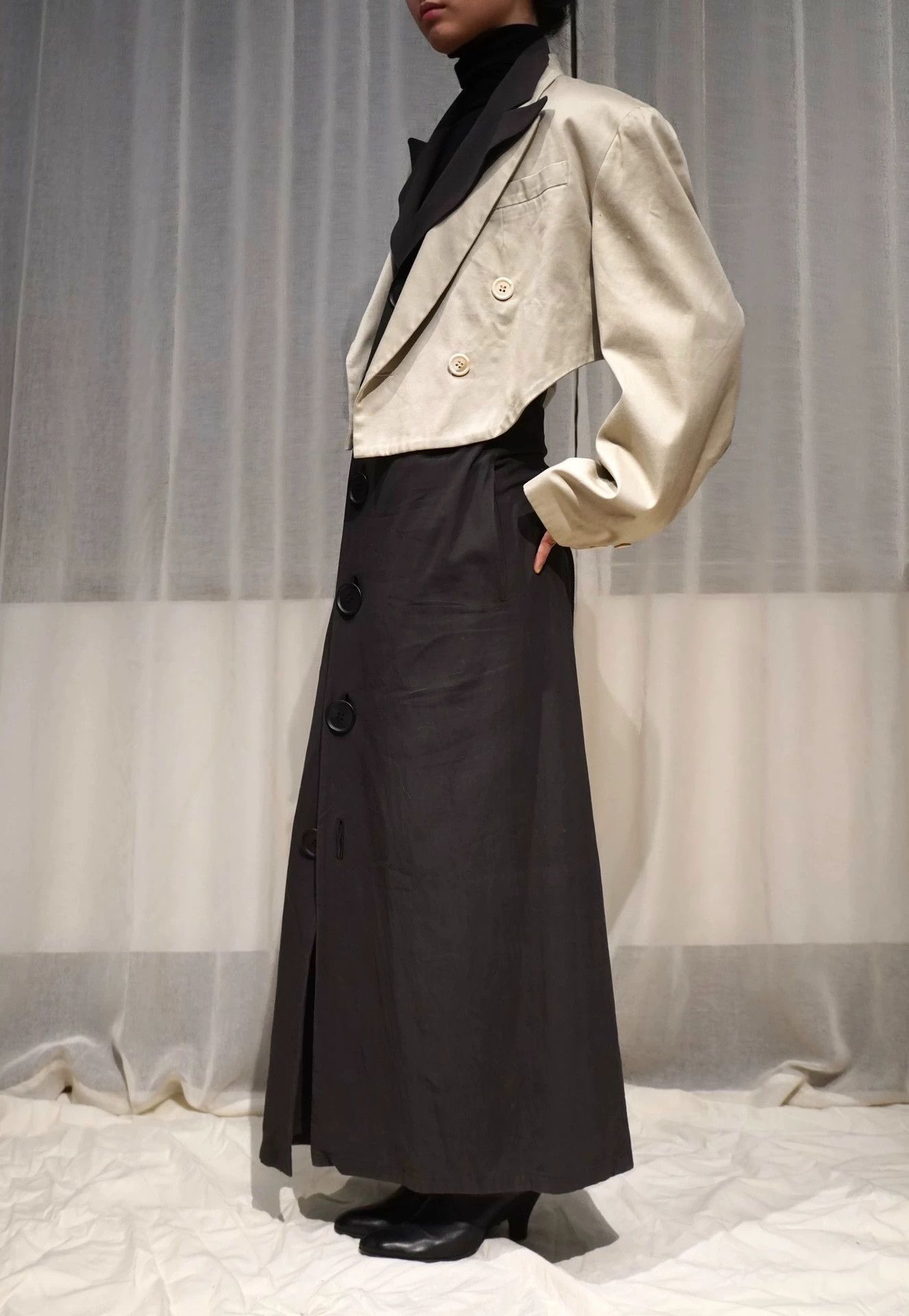 Yohji Yamamoto YOHJI YAMAMOTO 1991 Eggshell Gray Oversized Short Jacket Size ONE SIZE - 4 Thumbnail